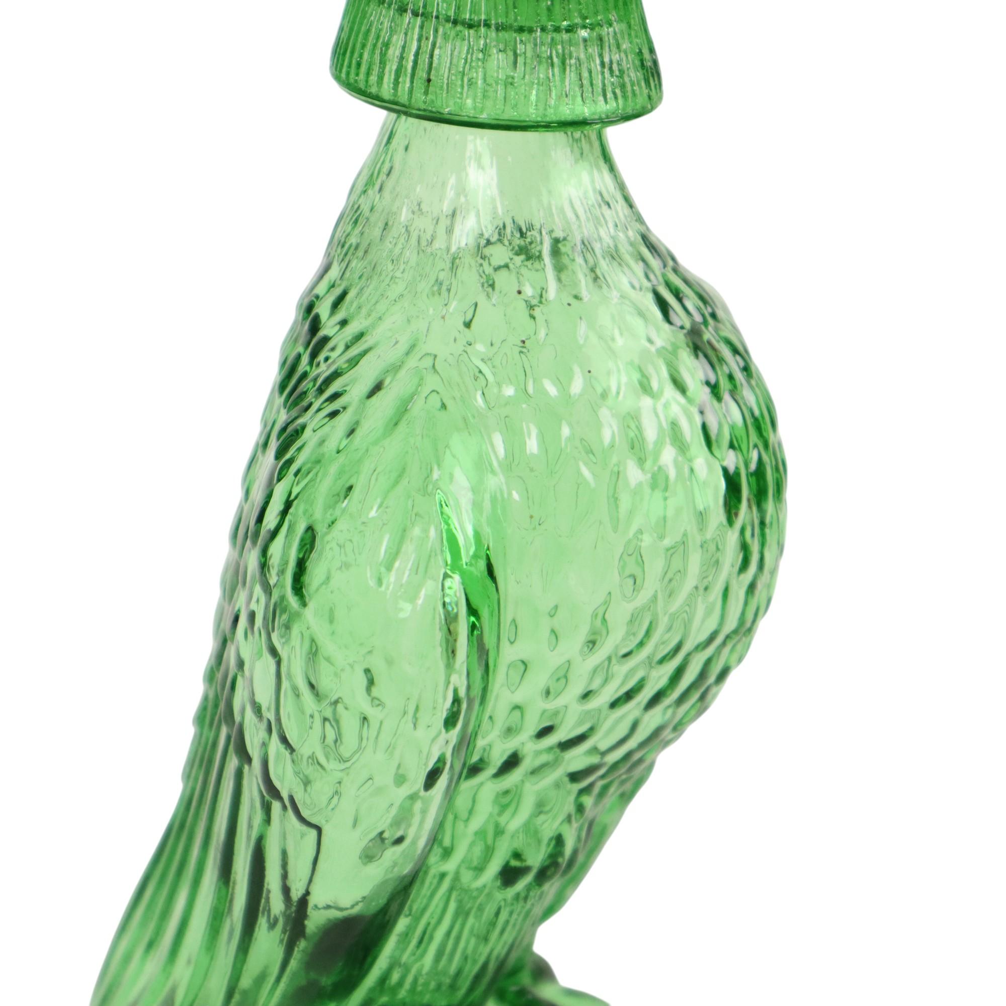 Jarra de cristal verde Ave de presa Águila Bessi Italia 29cm en venta 5
