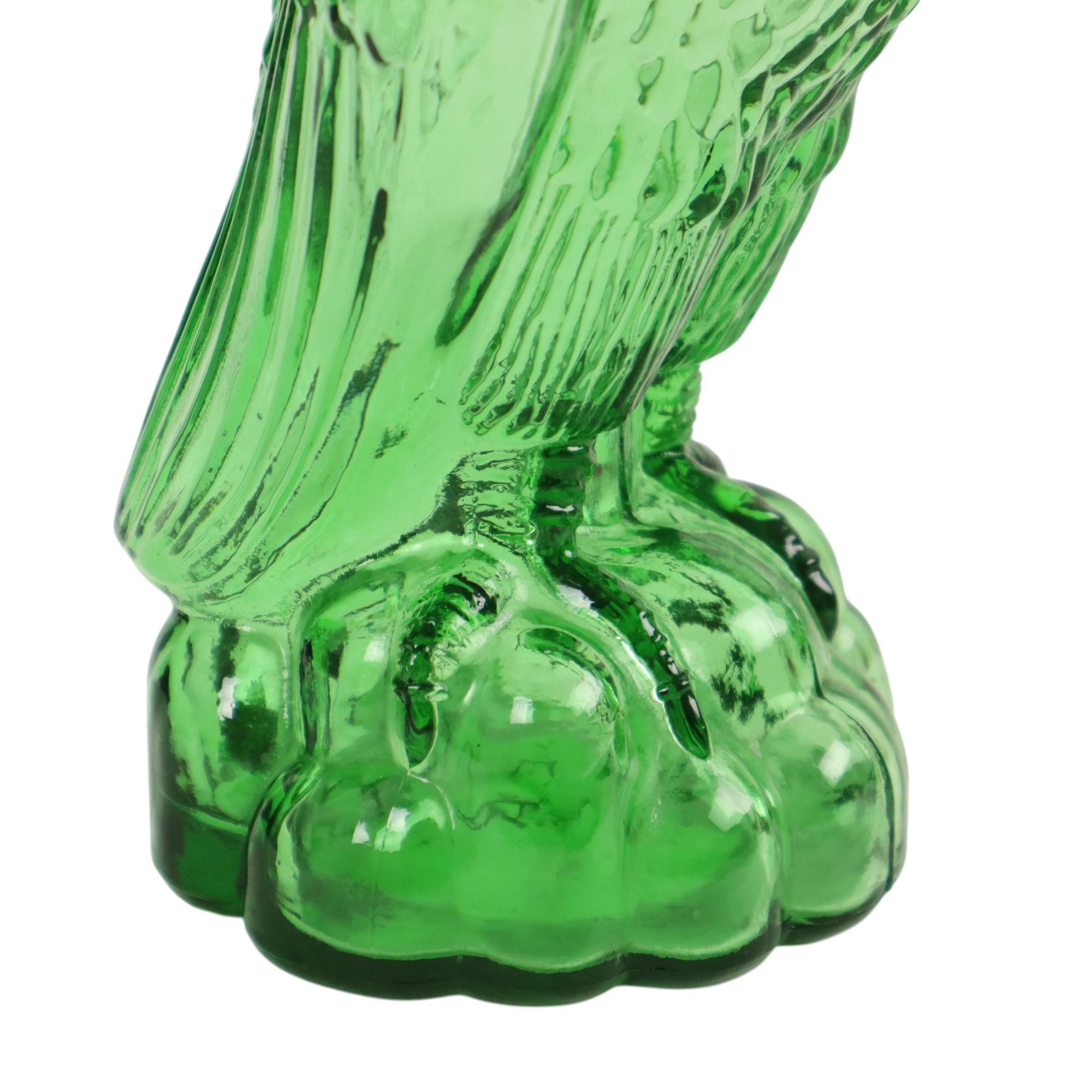 Jarra de cristal verde Ave de presa Águila Bessi Italia 29cm en venta 6