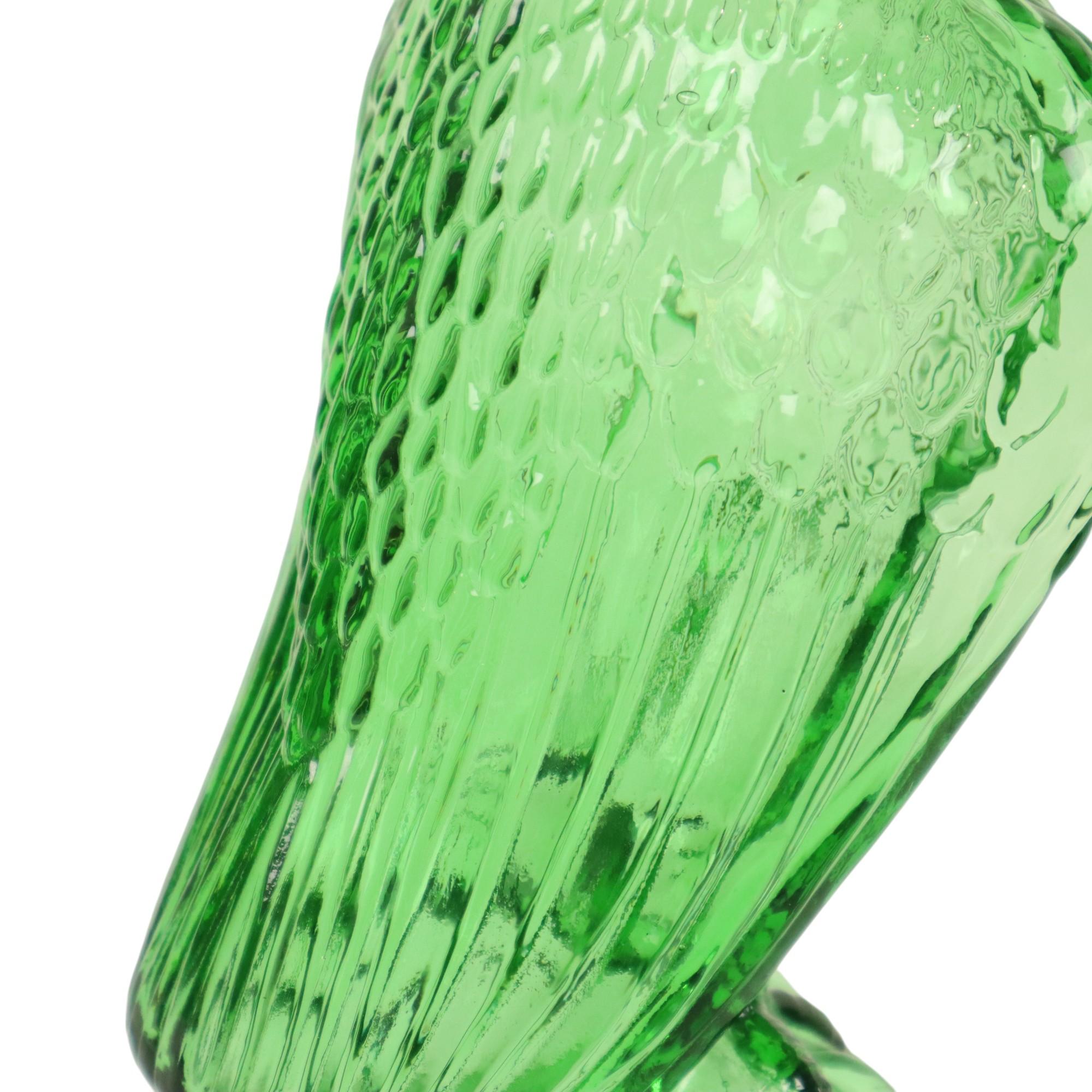 Jarra de cristal verde Ave de presa Águila Bessi Italia 29cm en venta 9