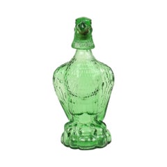Green Glass Carafe Bird of Prey Eagle Bessi Italy 29cm