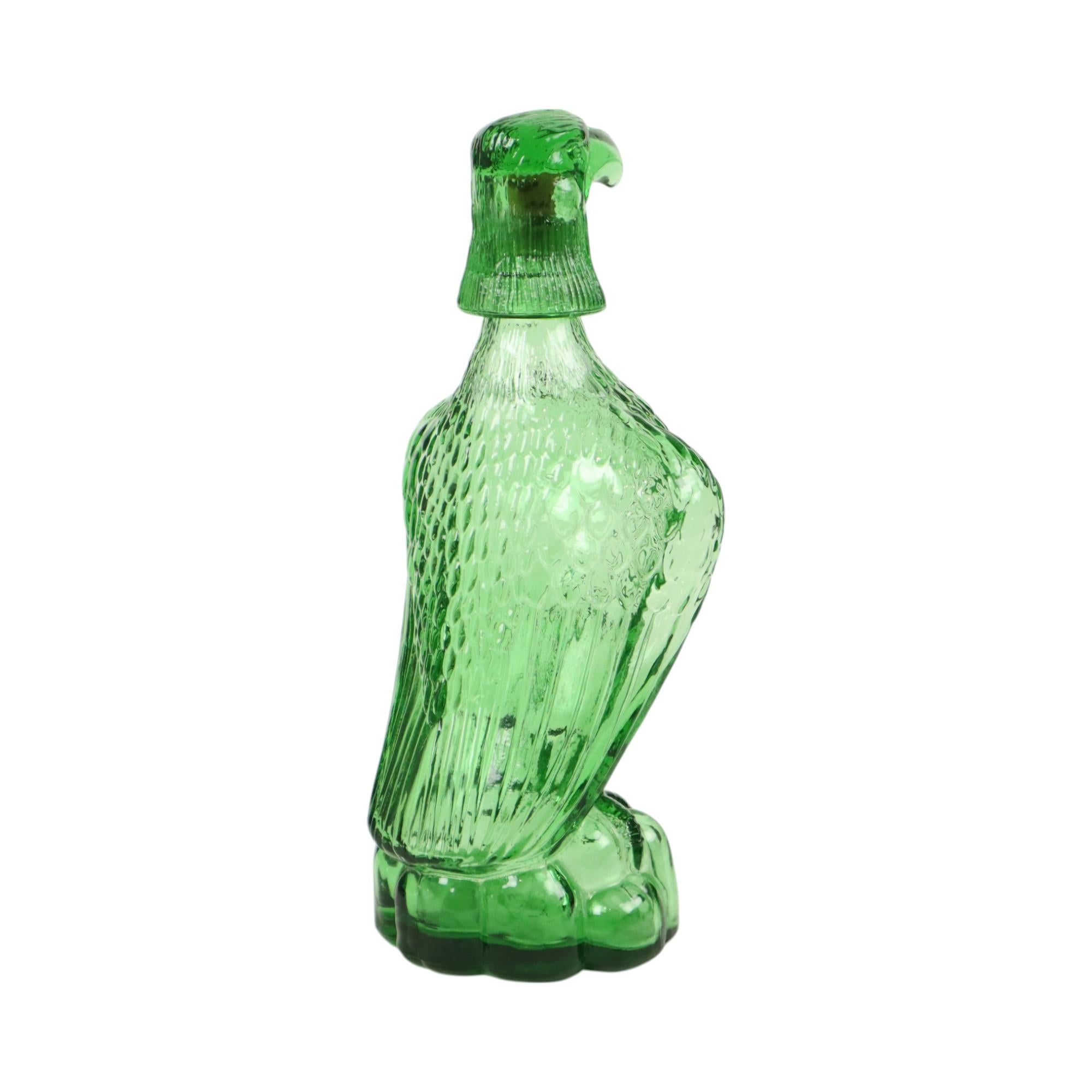Jarra de cristal verde Ave de presa Águila Bessi Italia 29cm Vidrio en venta