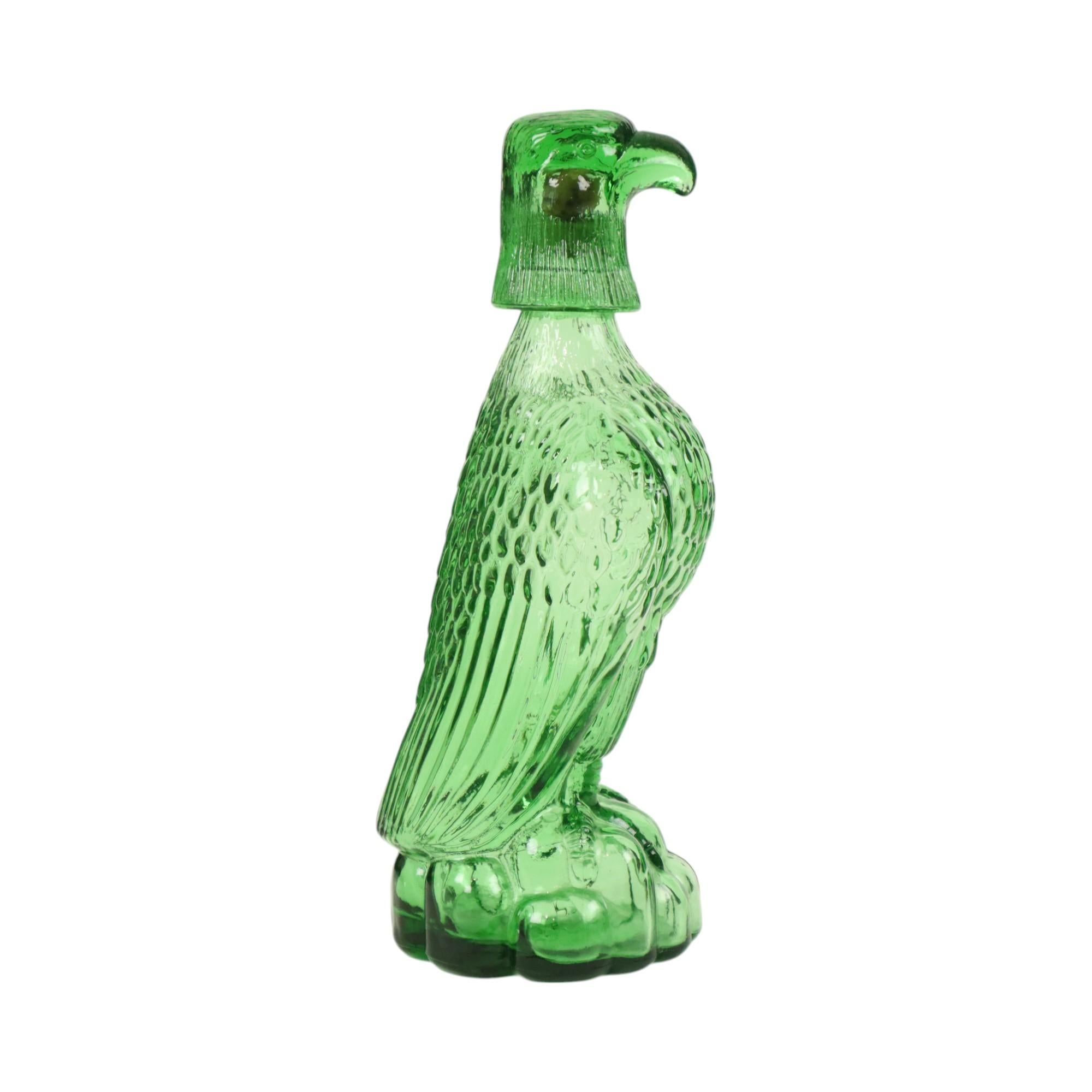 Jarra de cristal verde Ave de presa Águila Bessi Italia 29cm en venta 1