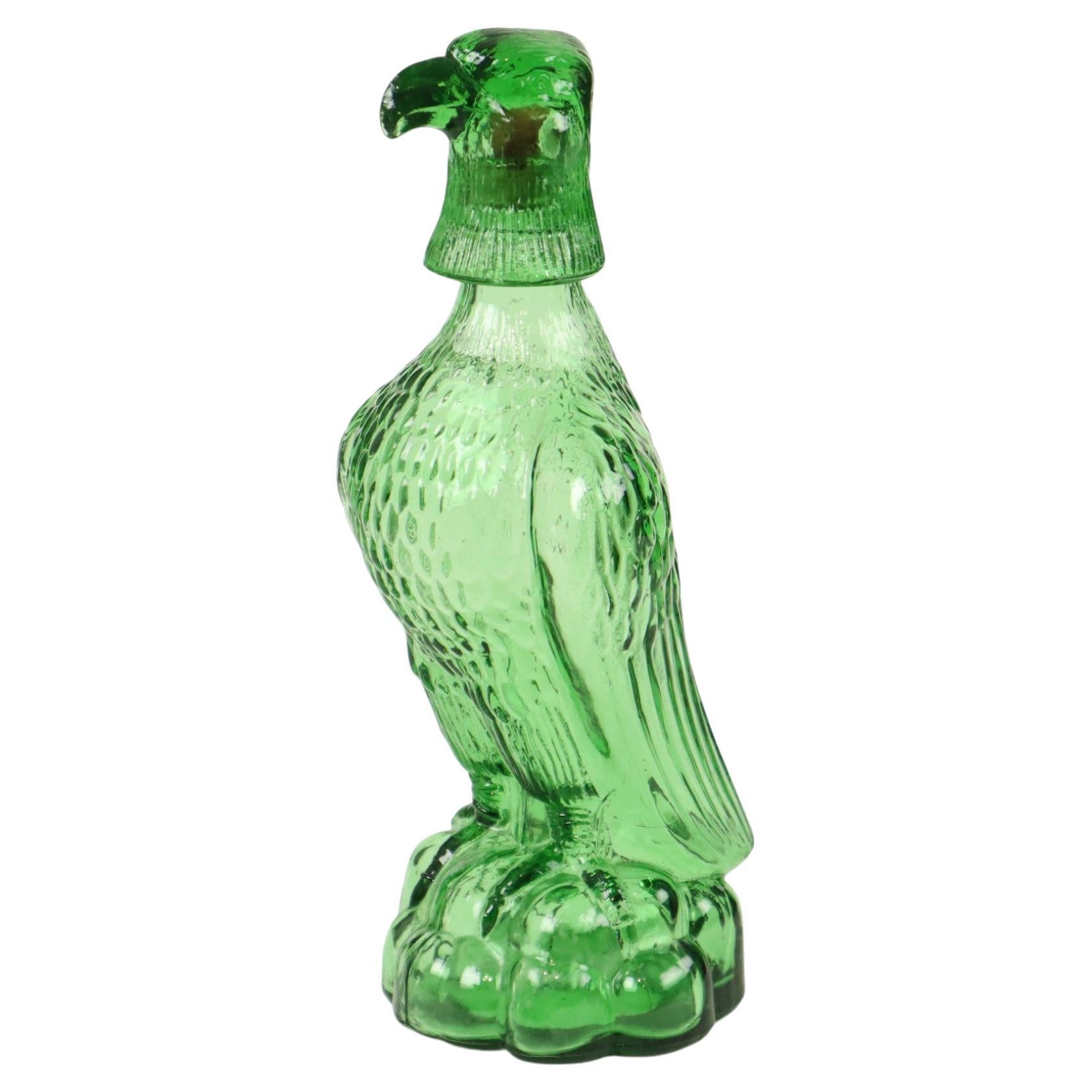 Jarra de cristal verde Ave de presa Águila Bessi Italia 29cm en venta