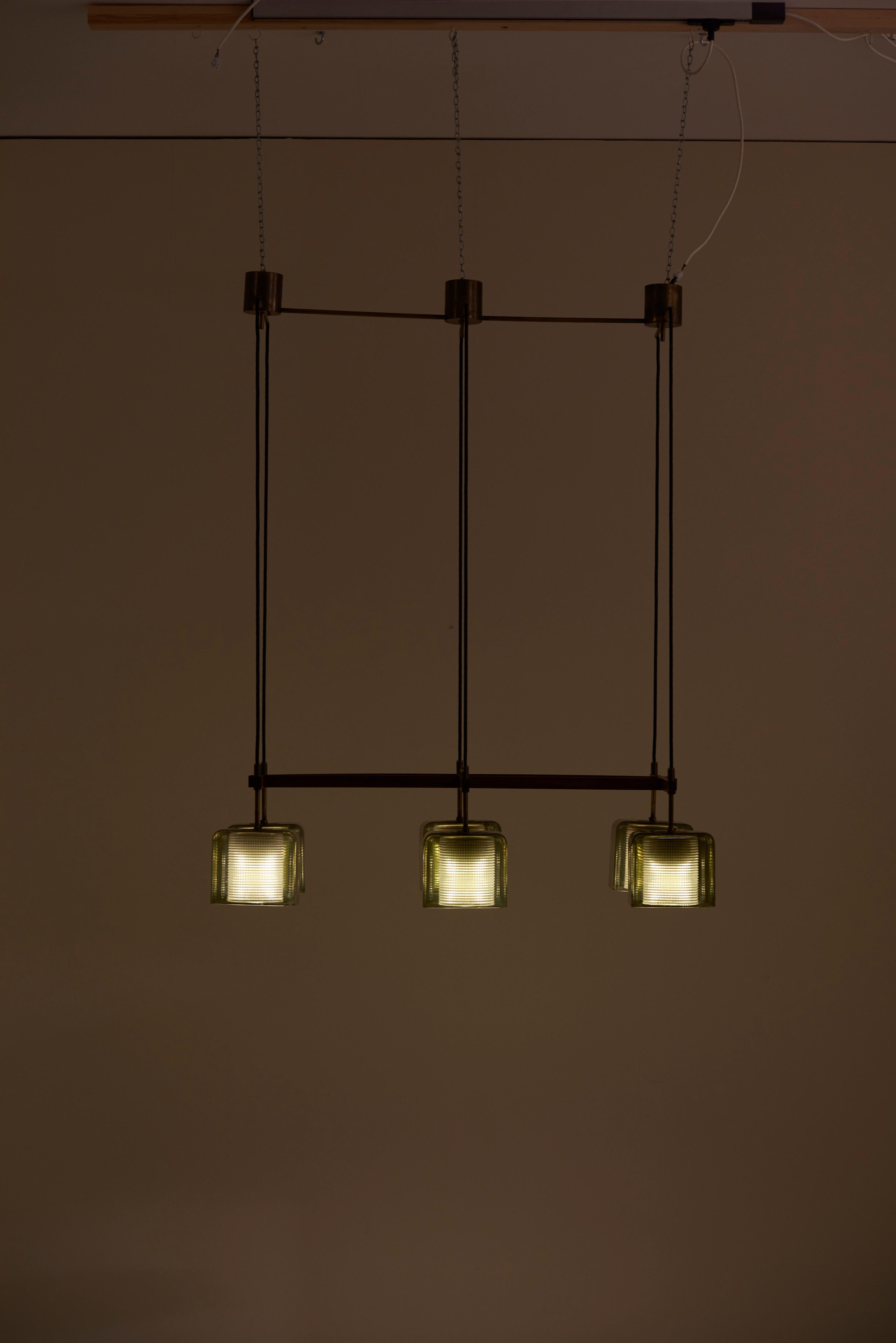 Scandinavian Modern Green Glass Ceiling Lamp by Carl Fagerlund for Orrefors