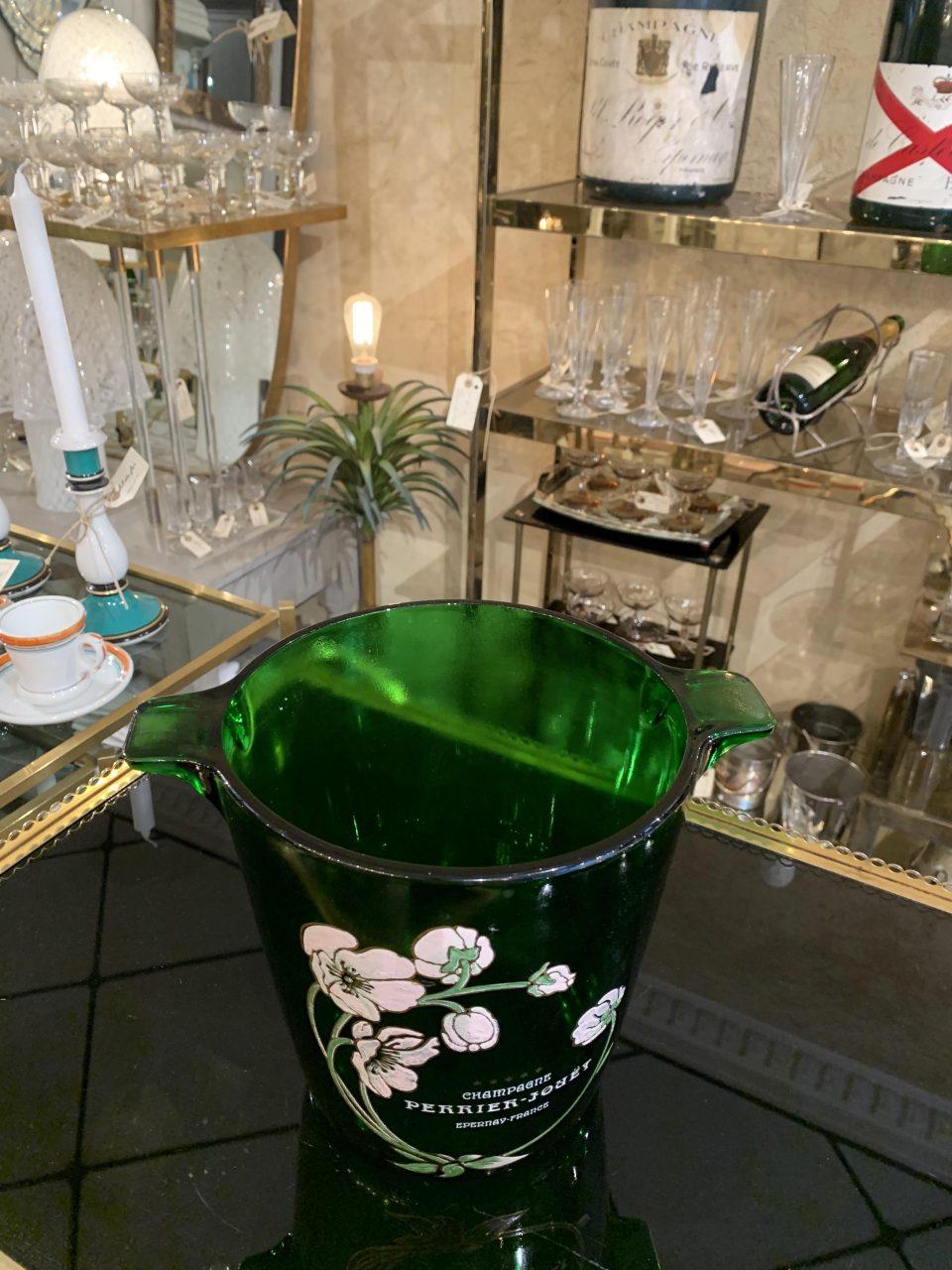 Grüner Glas-Champagnerkühler, Perrier Jouët (Art nouveau)