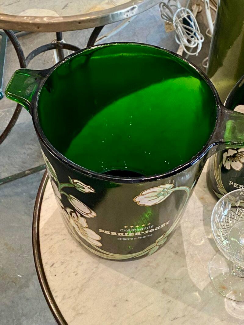 Francese Raffreddatore di champagne in vetro verde, Perrier Jouët in vendita