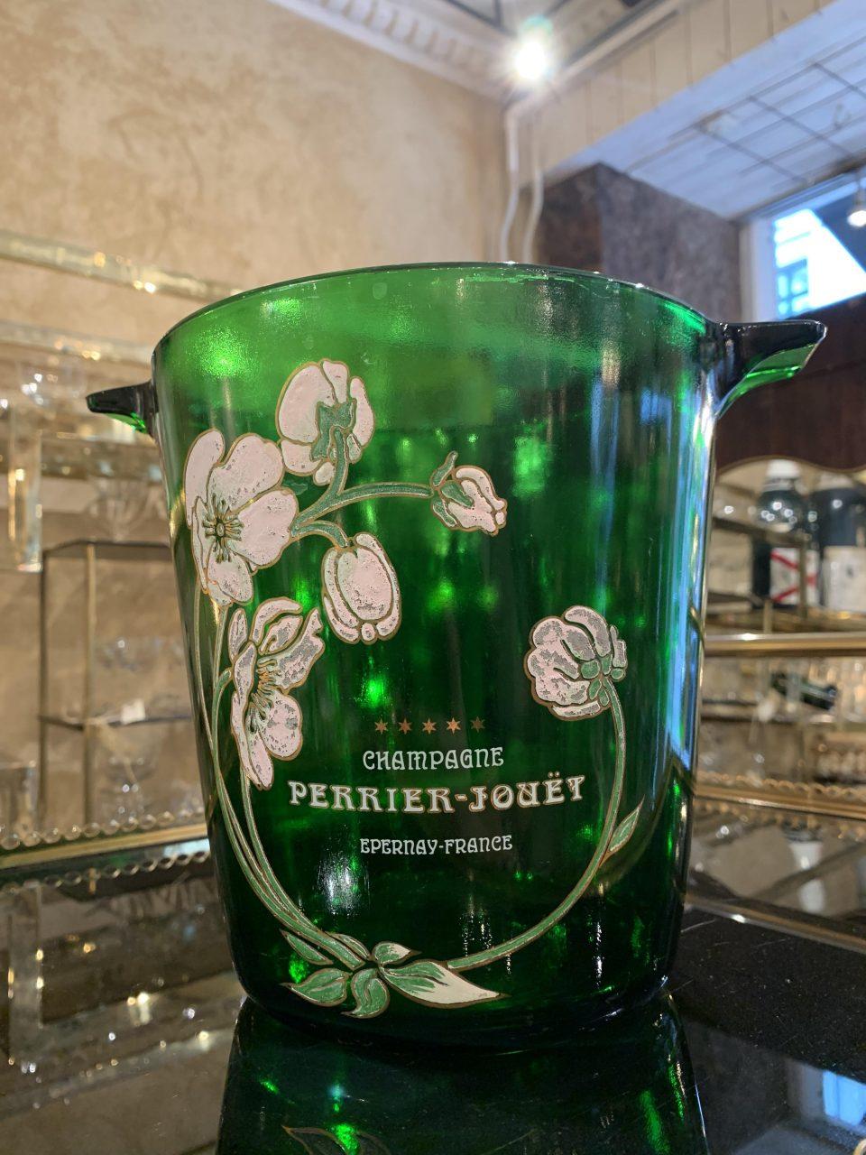 Grüner Glas-Champagnerkühler, Perrier Jouët (Ende des 20. Jahrhunderts)