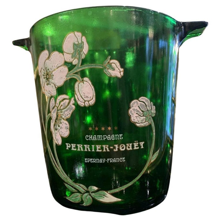 Green Glass Champagne Cooler, Perrier Jouët at 1stDibs