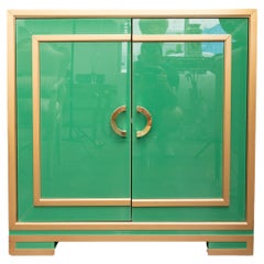 Green Glass and Brass Cabinet