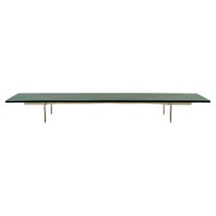 Green Glass Coffee Table with Steel Base