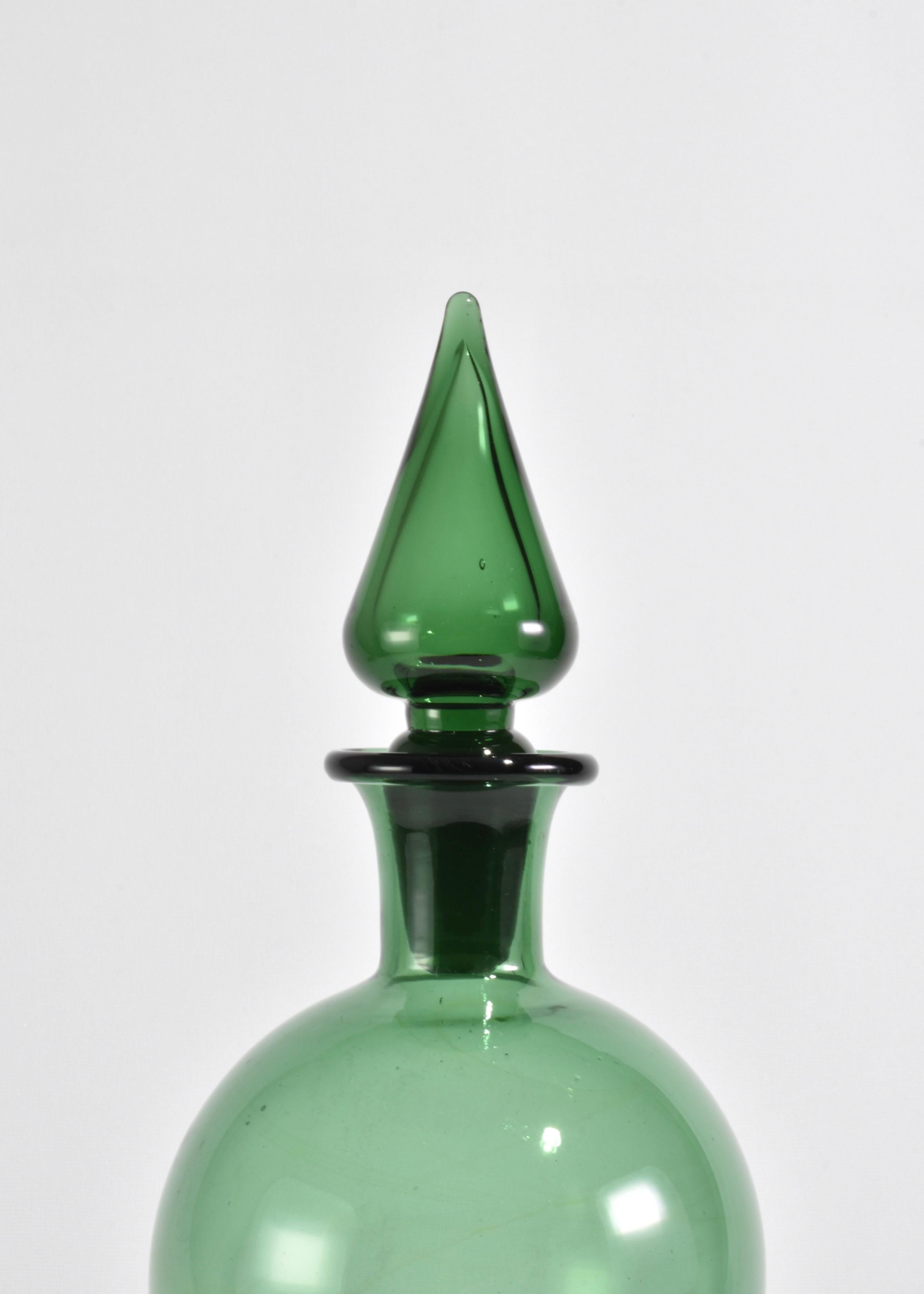 Italian Green Glass Decanter For Sale
