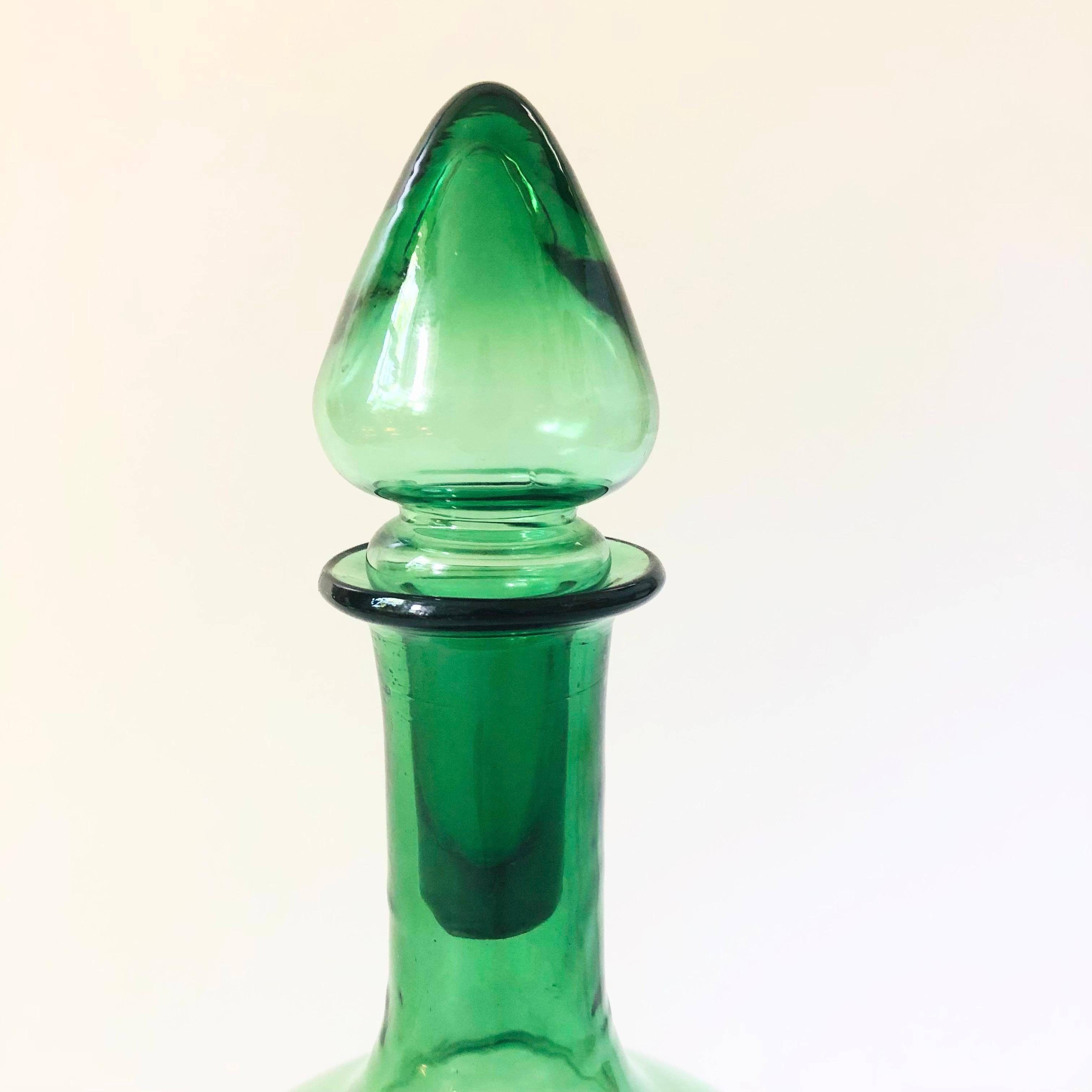Mid-Century Modern Green Glass Decanter