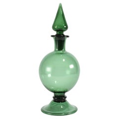 Vintage Green Glass Decanter