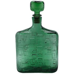 Green Glass Decanter with Stopper, circa 1970