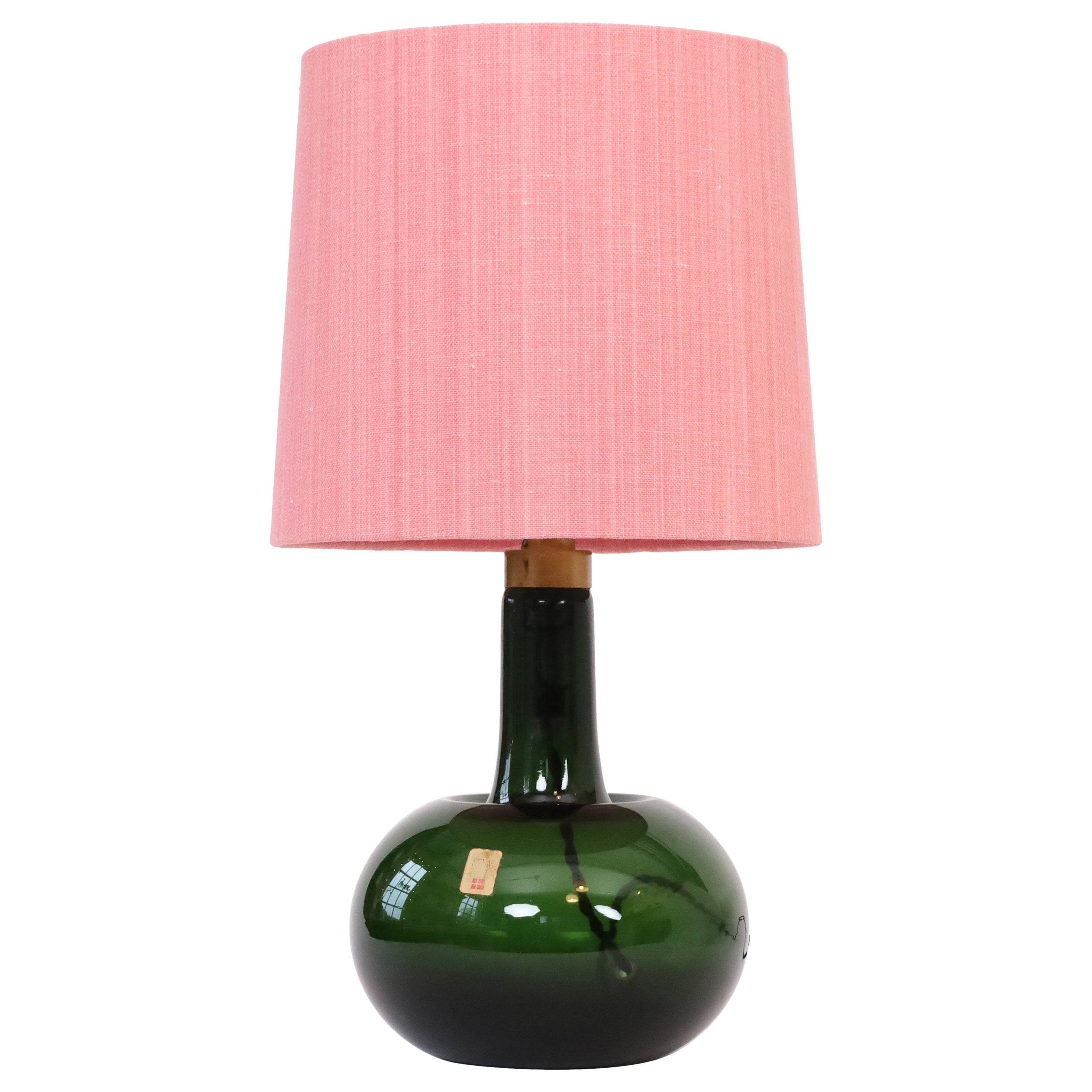 Lámpara de sobremesa de cristal verde de Michael Bang para Holmegaard, Década de 1970, Dinamarca