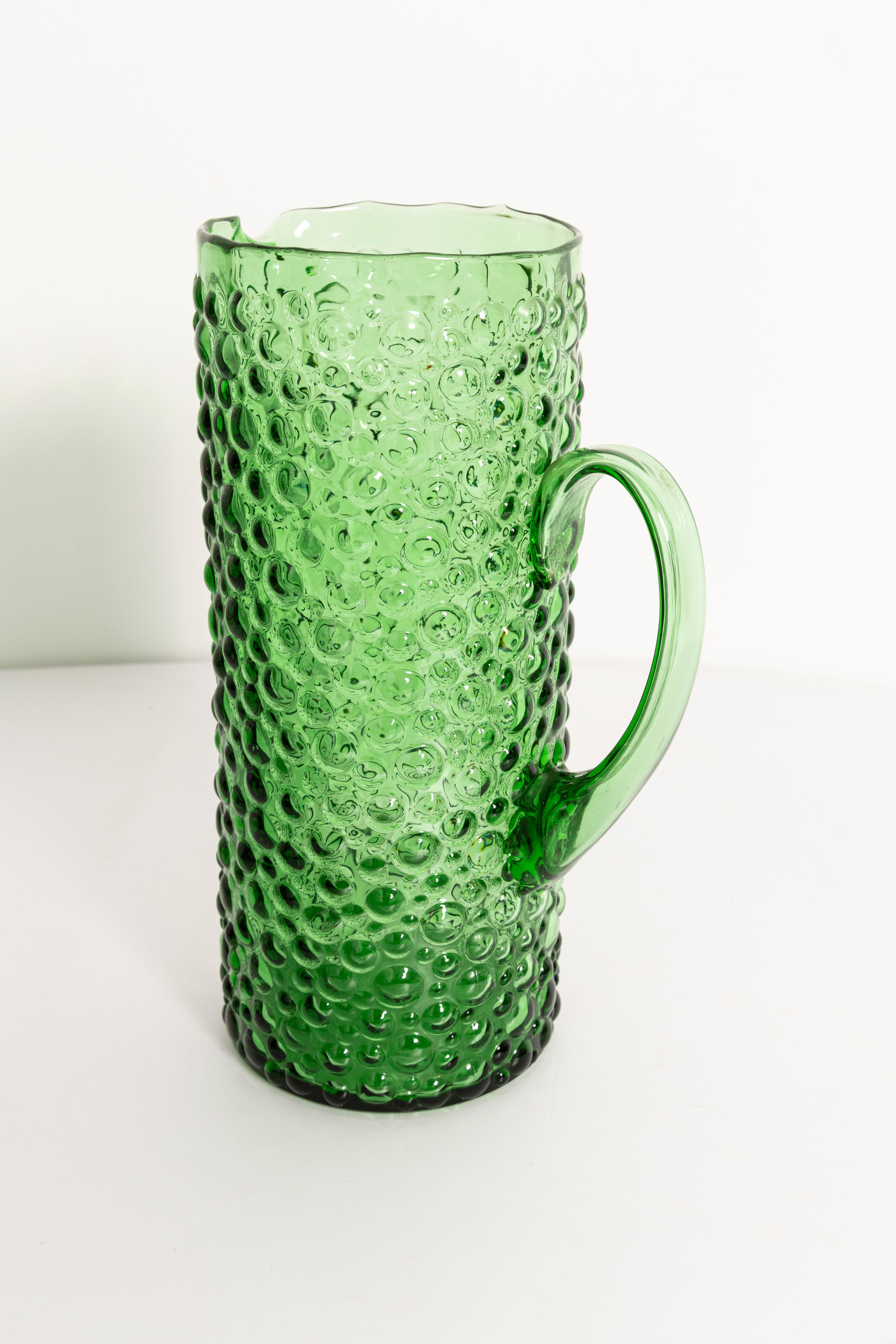 green hobnail glass vase