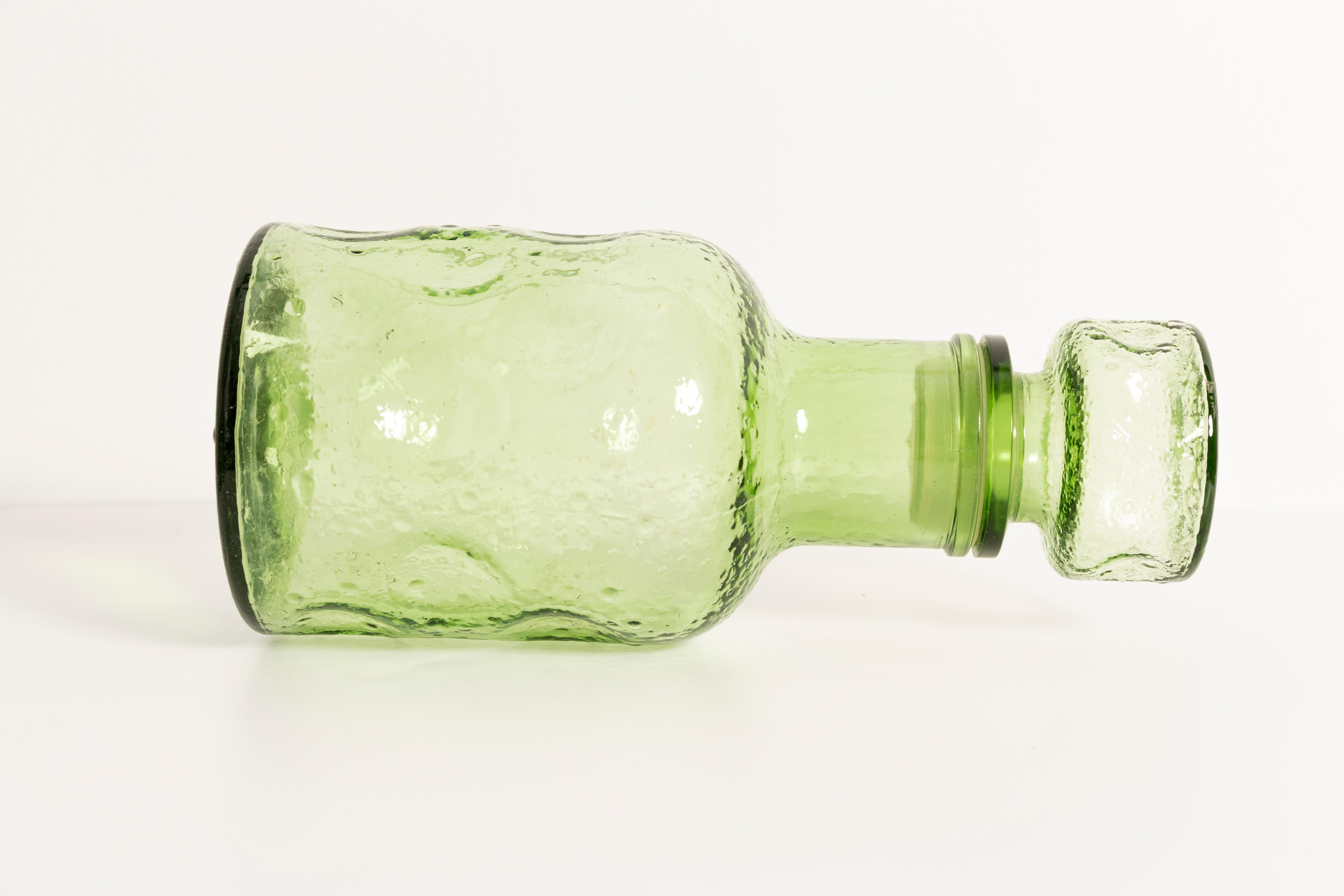 Czech Green Glass Genie Decanter with Stopper, 20th Century, Italy, 1960s