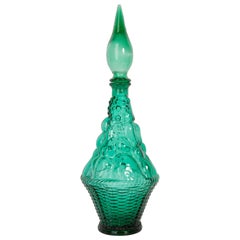 Vintage Green Glass Genie Decanter with Stopper, 20th Century, Italy, 1960s