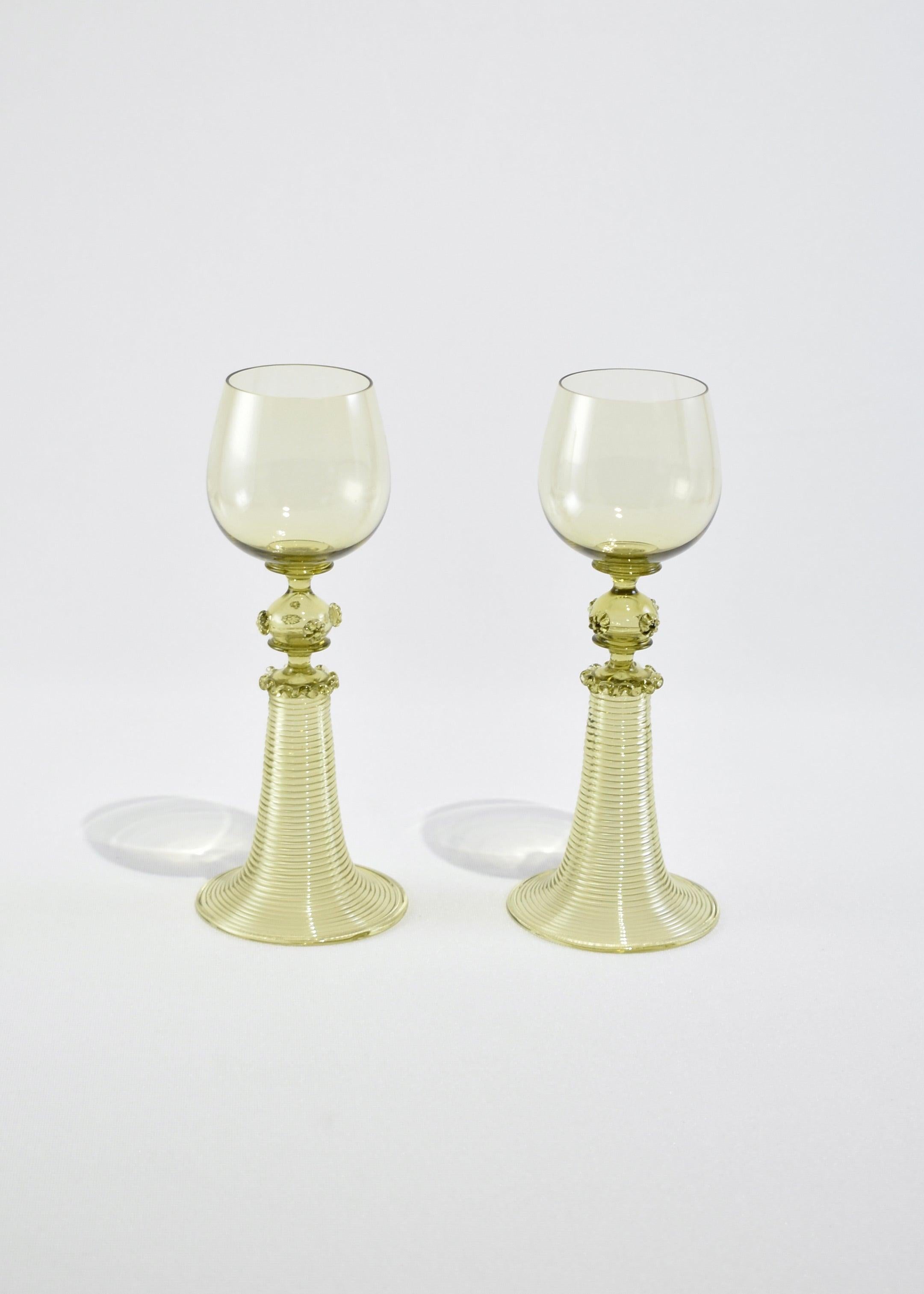 Green Glass Goblets In Good Condition In Richmond, VA