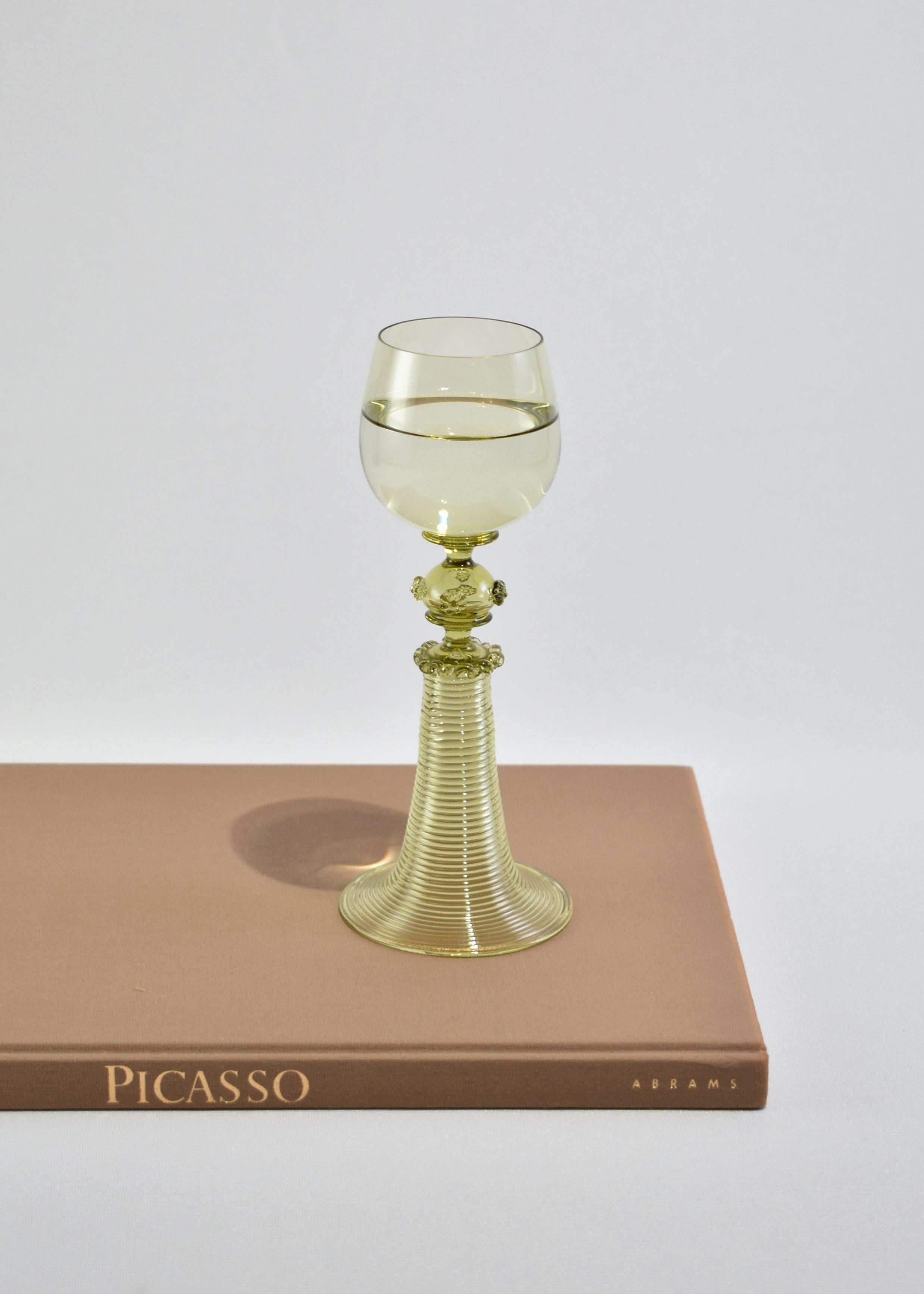 20th Century Green Glass Goblets