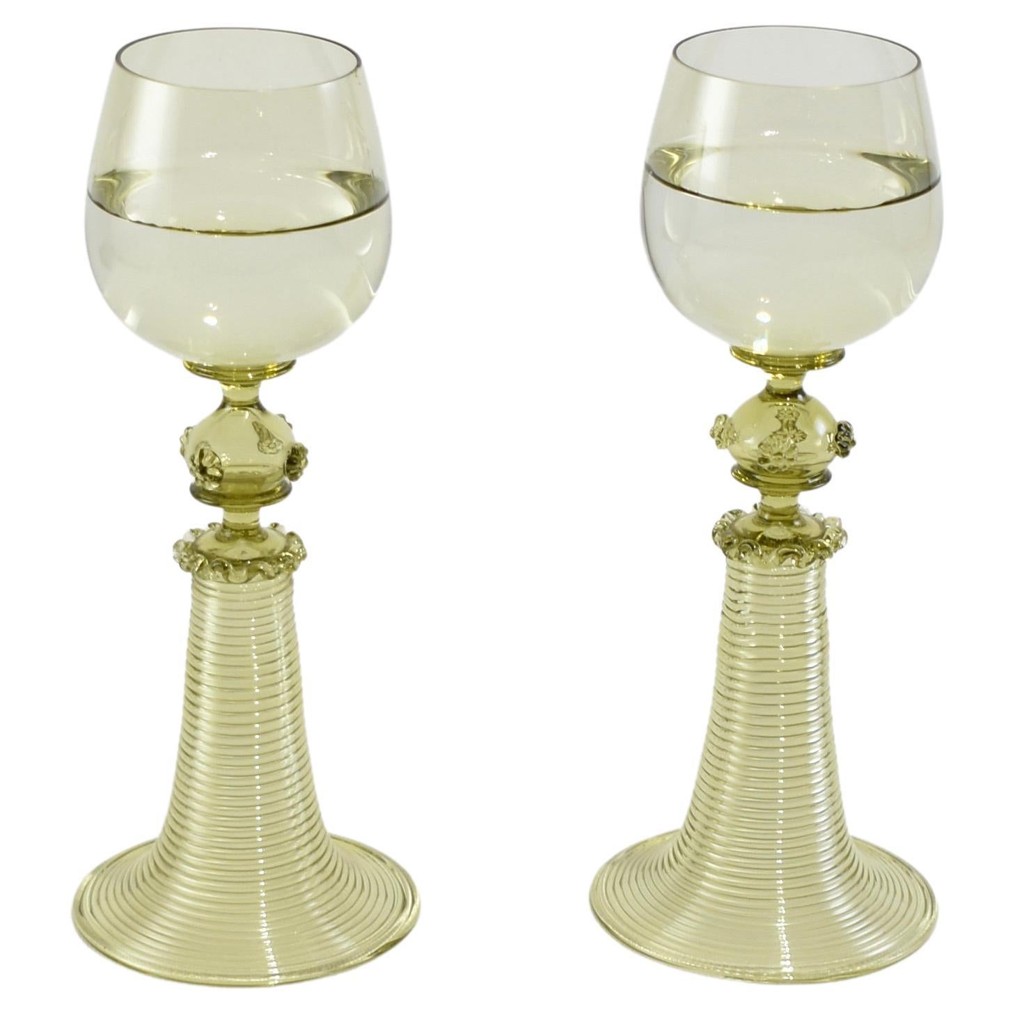 Green Glass Goblets