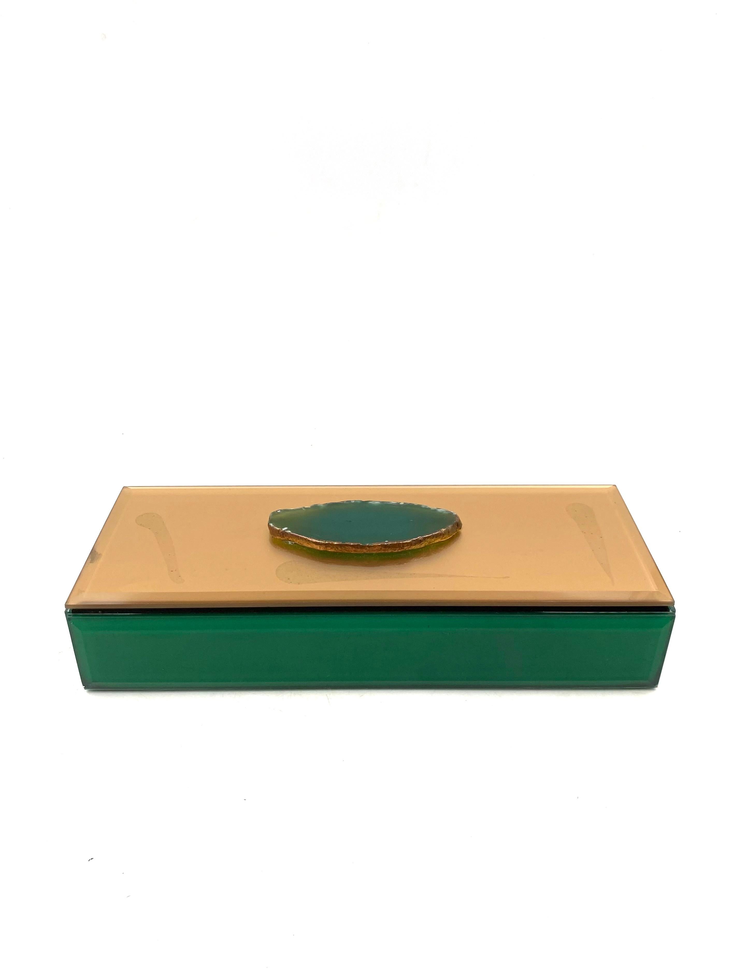 Green glass Jewelry Box, Italy 1980s For Sale 5