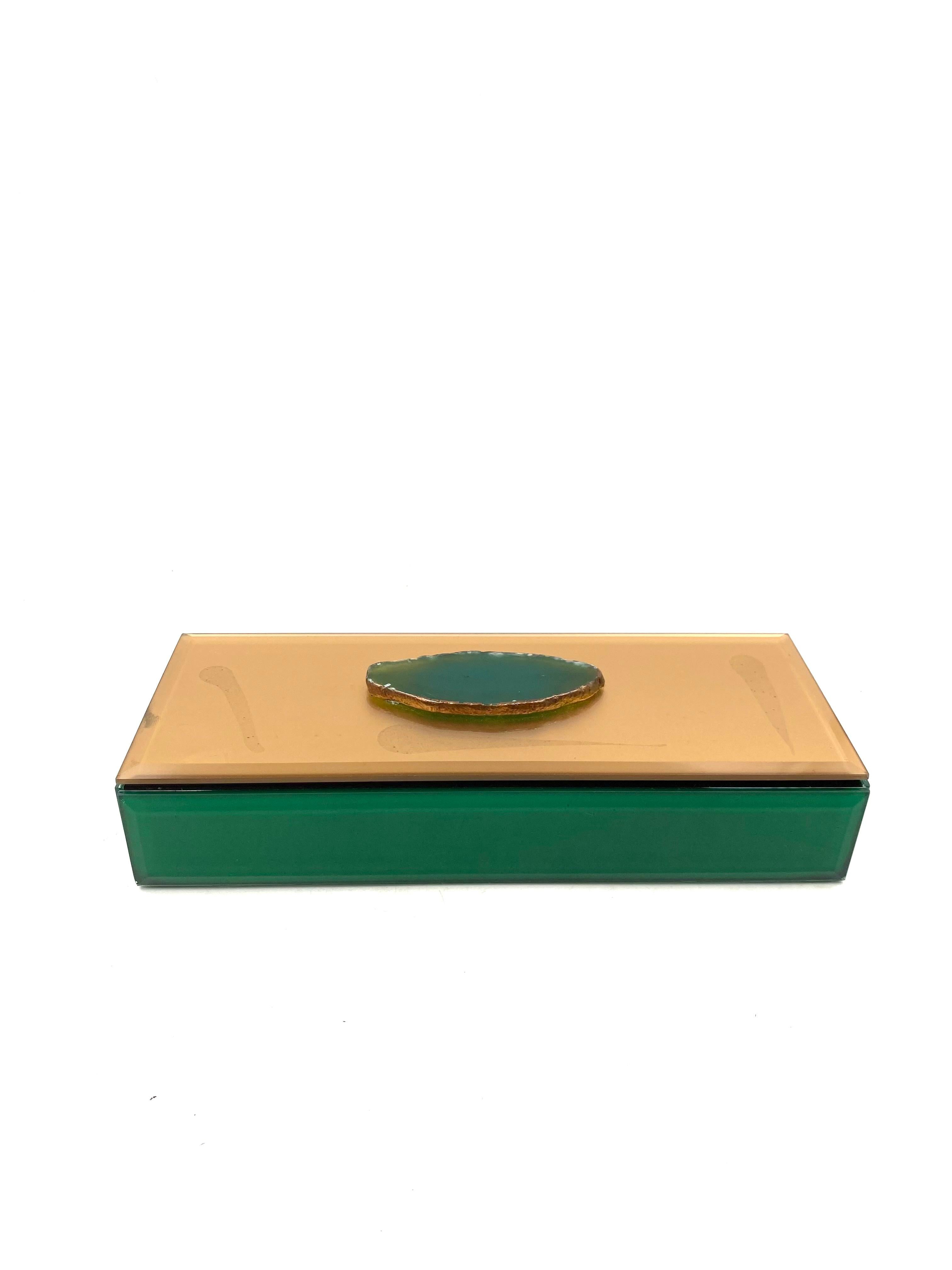 Green glass Jewelry Box, Italy 1980s For Sale 6