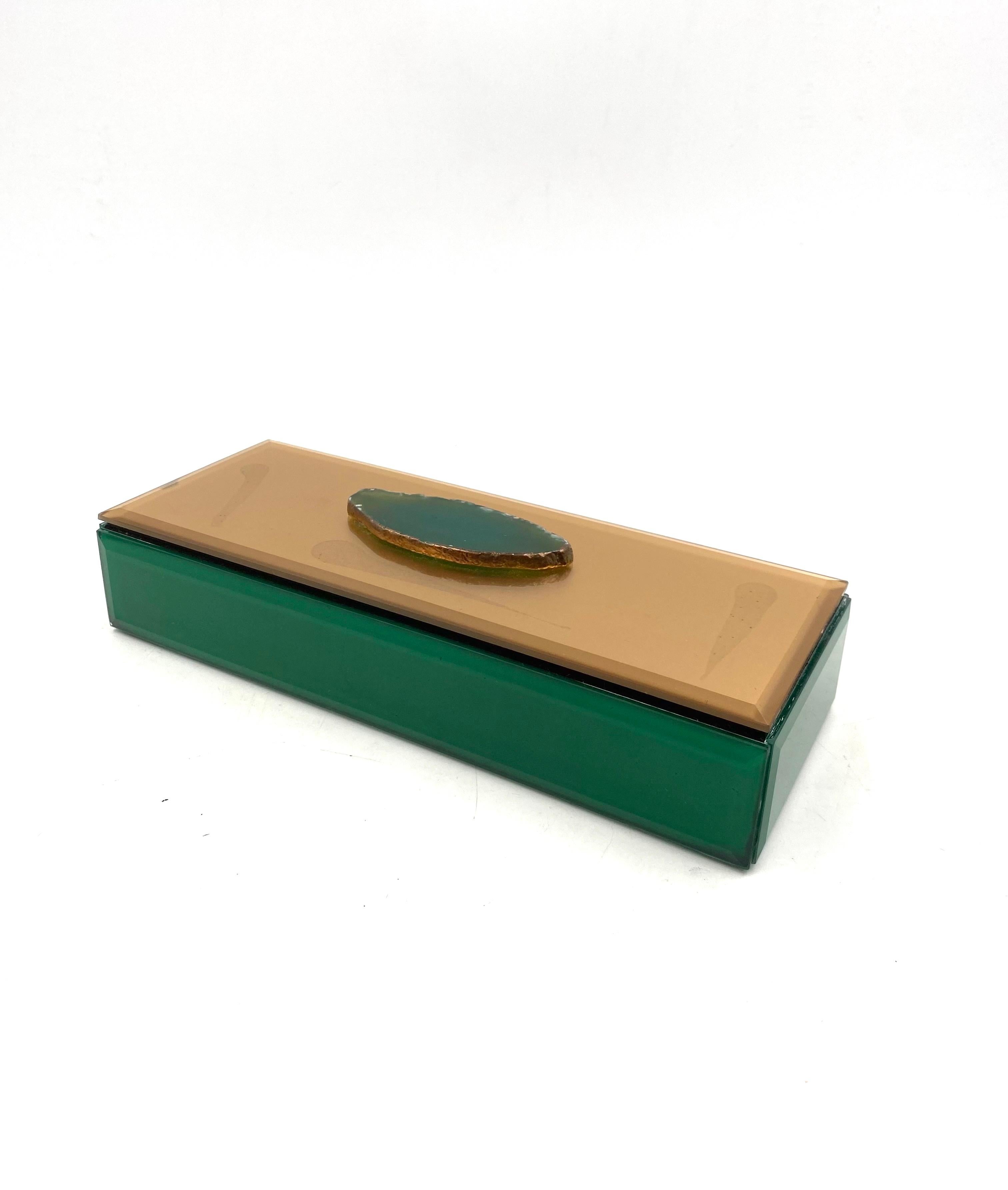 Green glass Jewelry Box, Italy 1980s For Sale 1