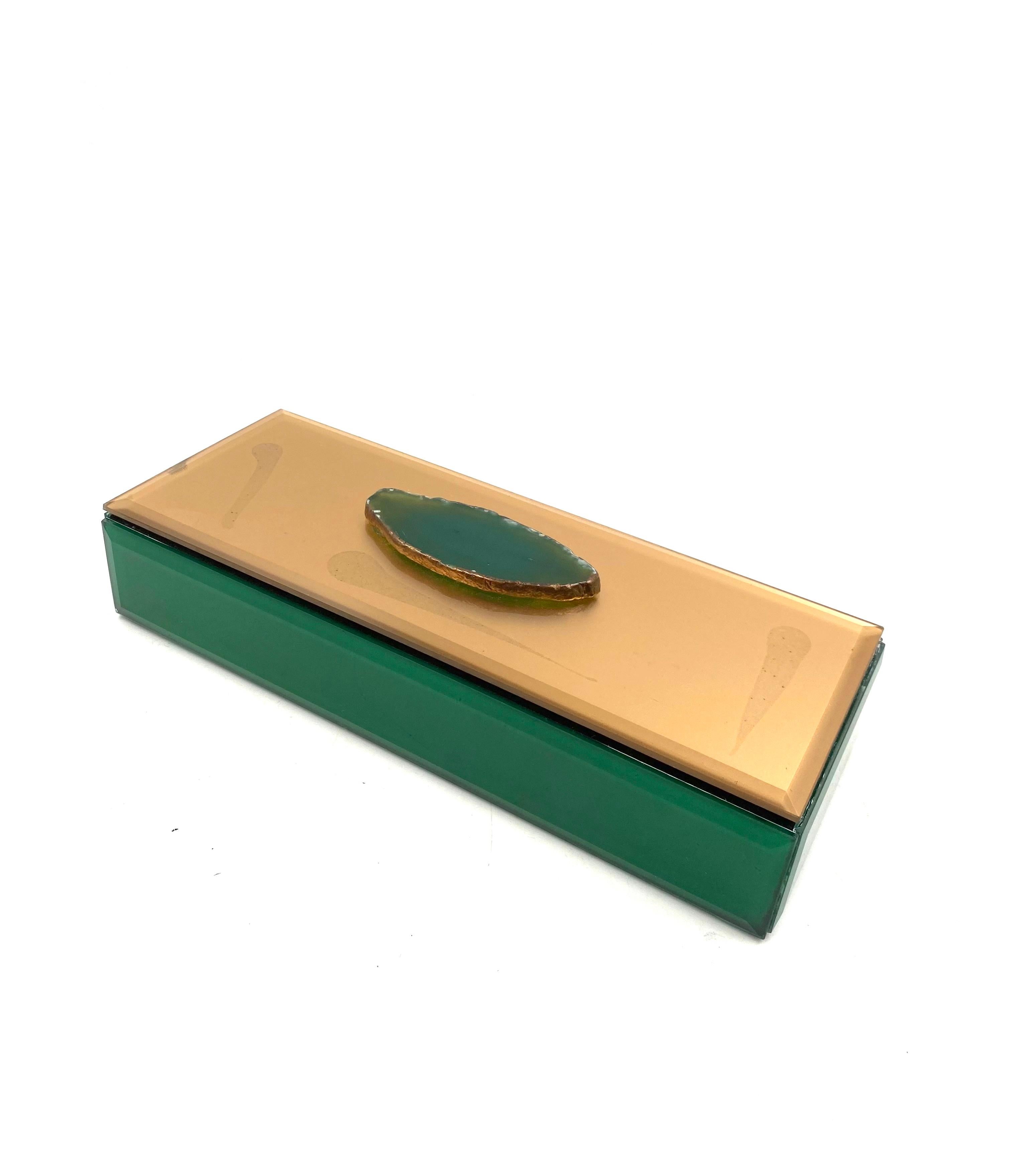 Green glass Jewelry Box, Italy 1980s For Sale 2