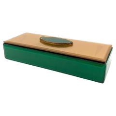 Used Green glass Jewelry Box, Italy 1980s
