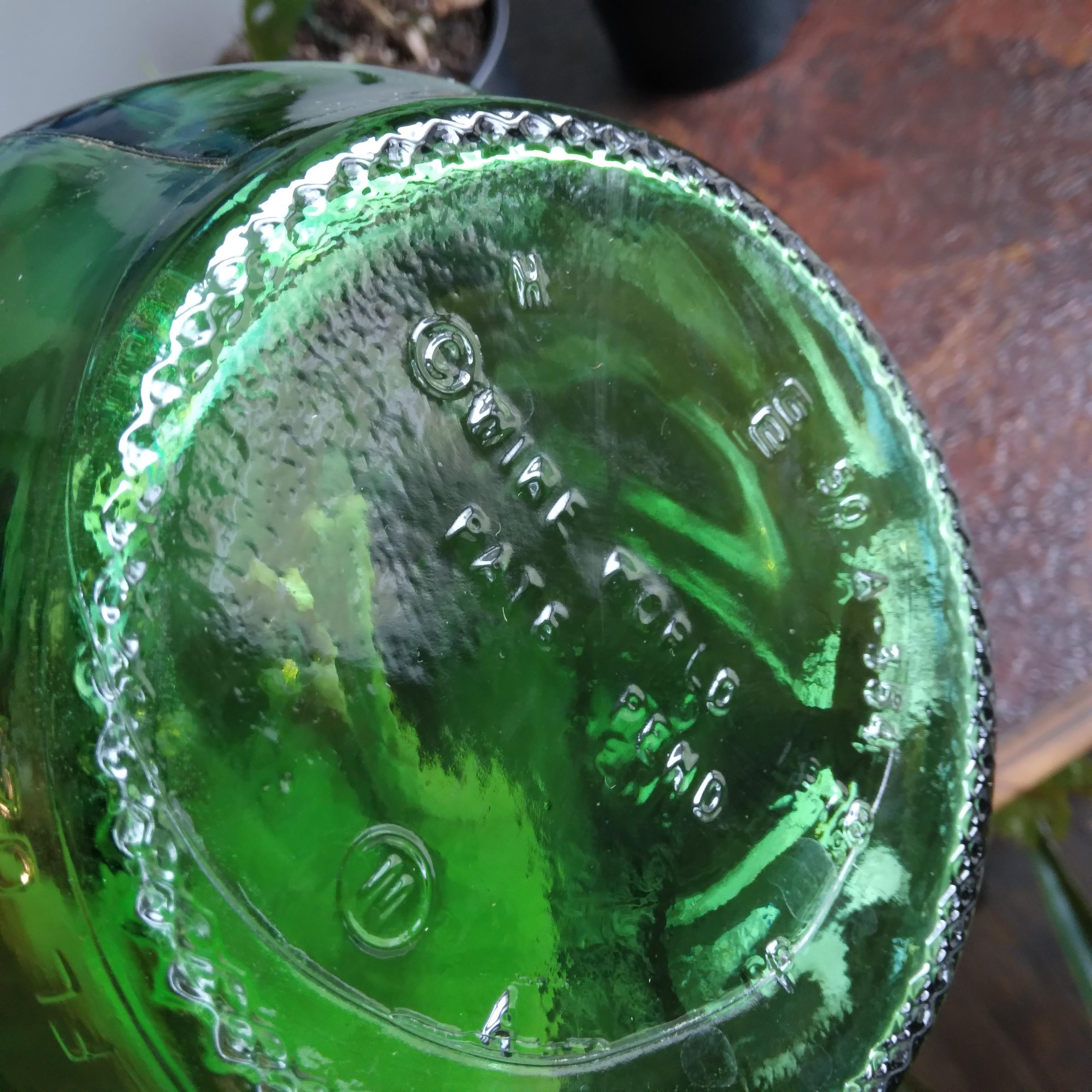 Green Glass Long Neck Decanter Bottle circa 1978 2