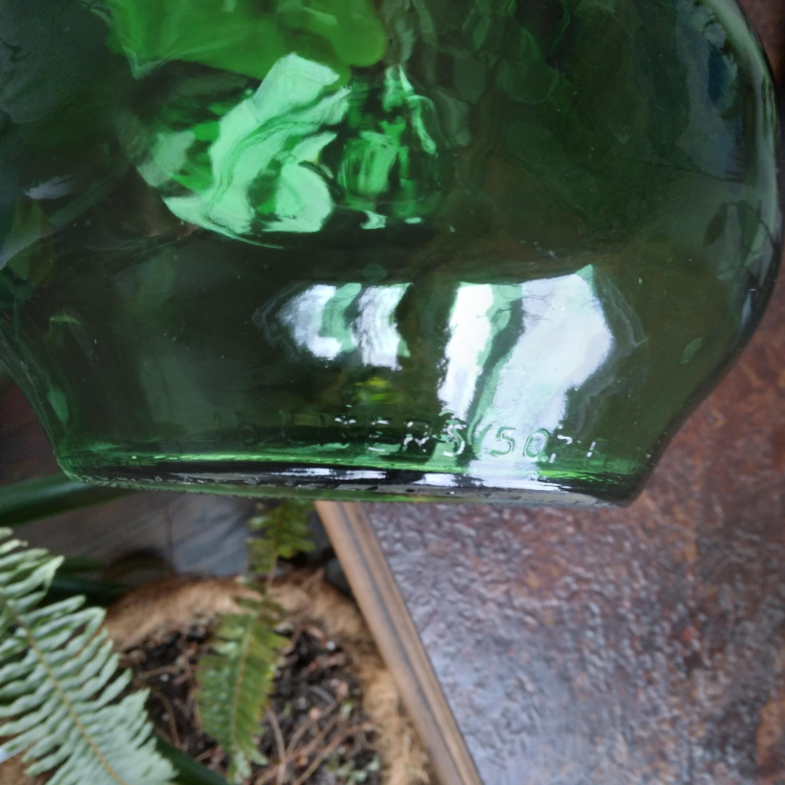 Green Glass Long Neck Decanter Bottle circa 1978 3