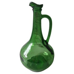 Retro Green Glass Long Neck Decanter Bottle circa 1978