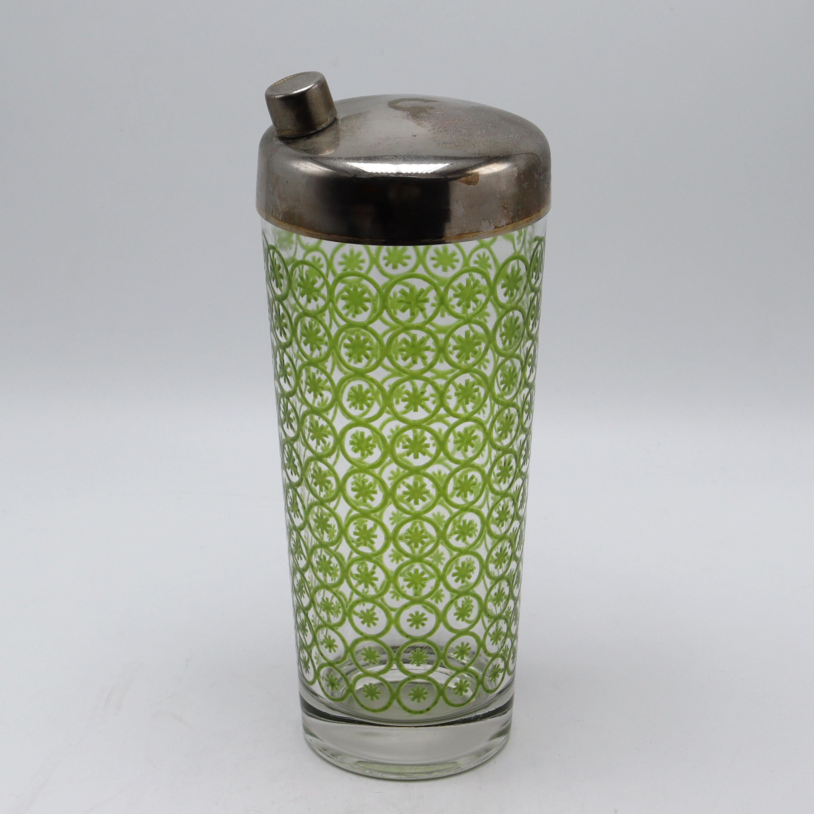 Green Glass Martini Cocktail Shaker, c. 1950 In Good Condition In Dallas, TX