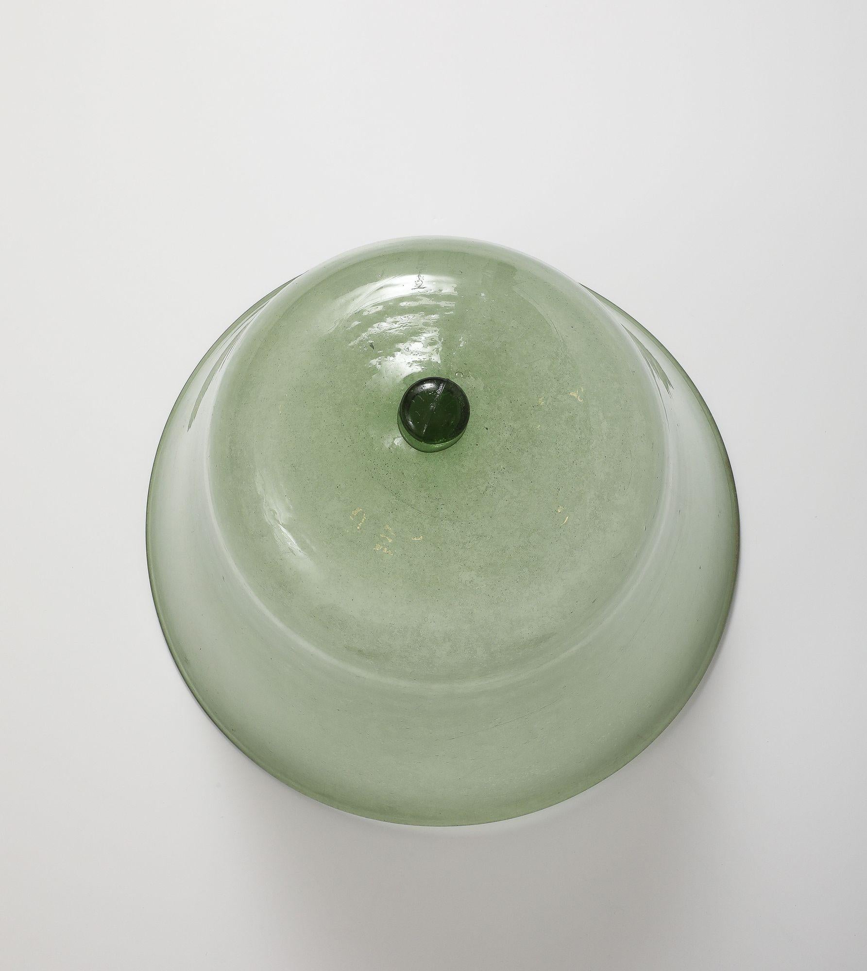 Green Glass Melon Cloche with Knob, England 19th C. 5
