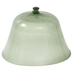 Green Glass Melon Cloche with Knob, England 19th C.