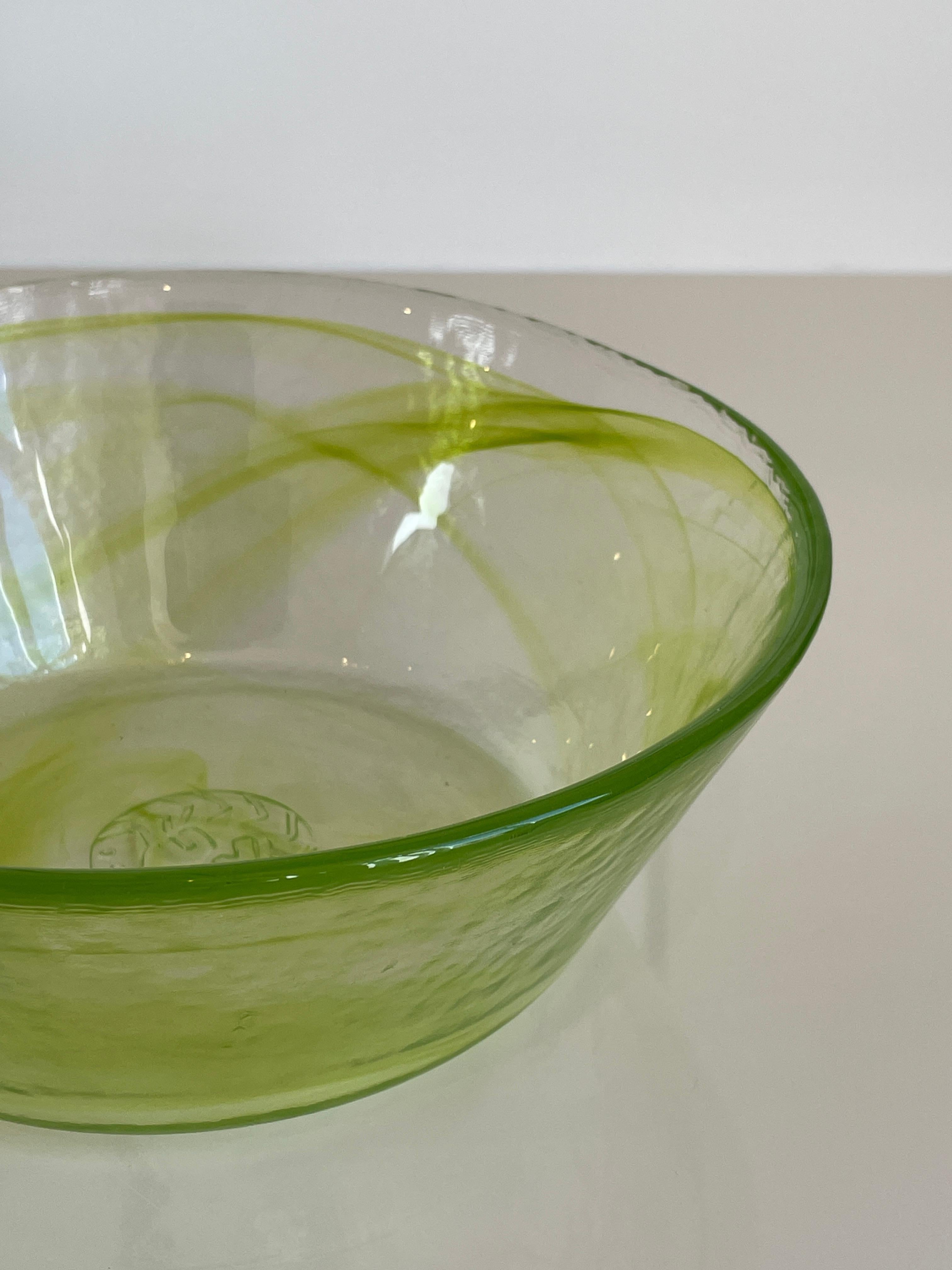 Scandinavian Modern Green Glass 'Mine' Bowls by Ulrica Hydman-Vallien For Sale