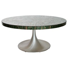 Green Glass Mosaic Coffee Table with Tulip Pedestal by Heinz Lilienthal, 1960s