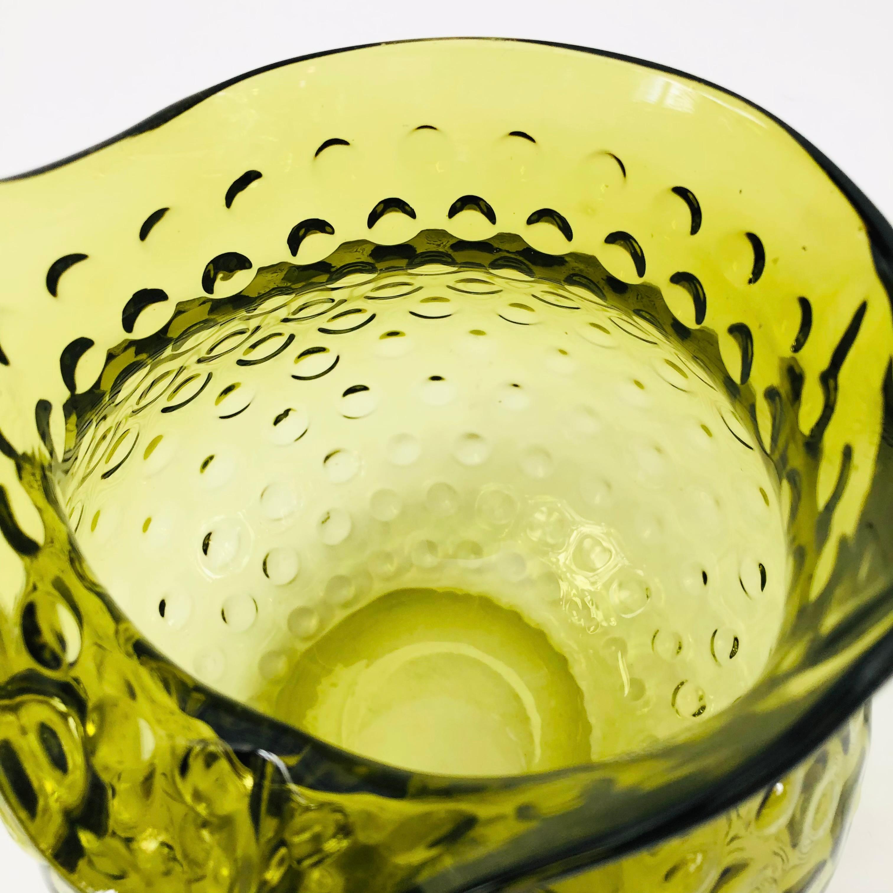 Green Glass Owl Vase 1