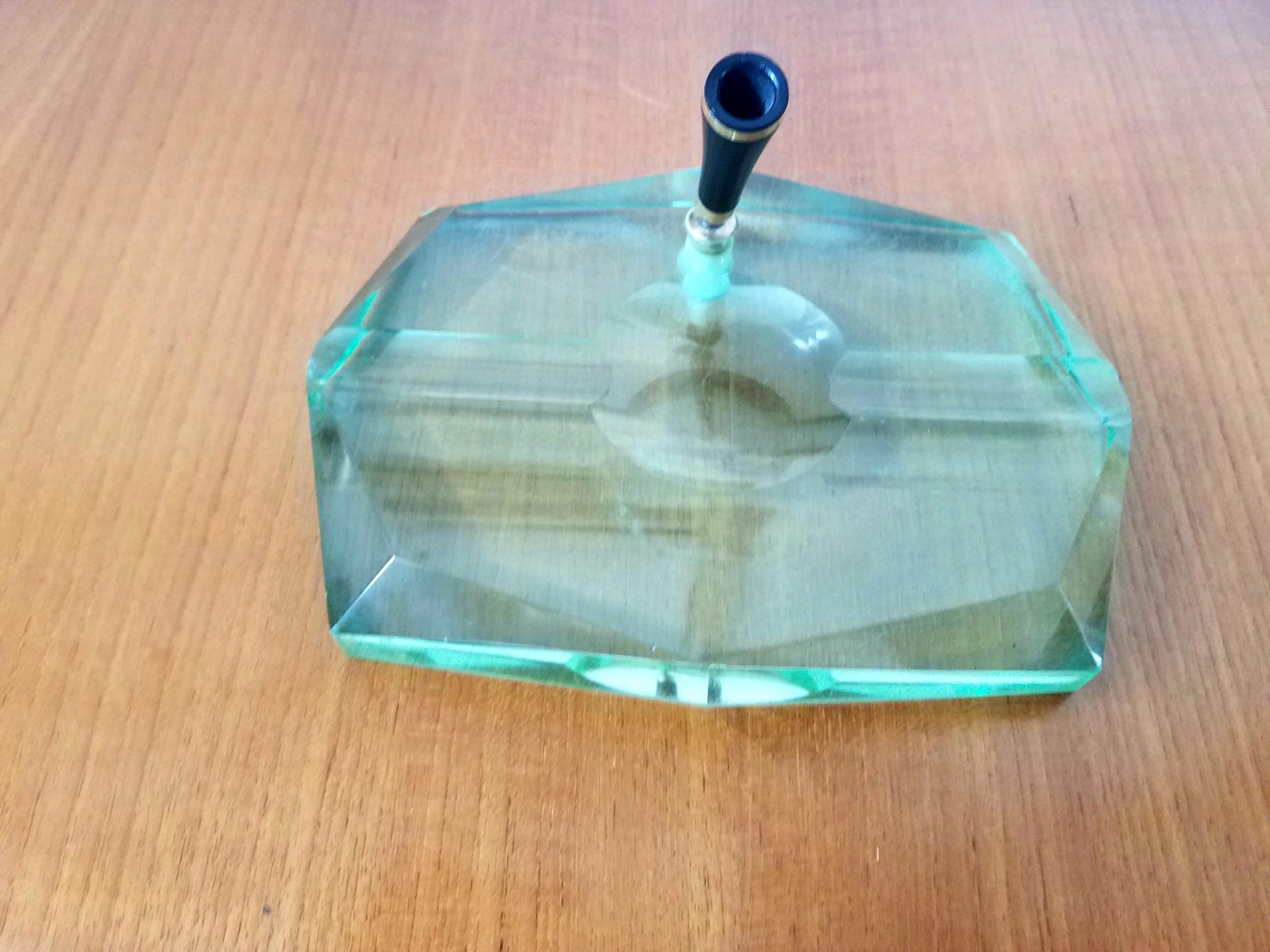 Mid-Century Modern Green Glass Pen Holder by Fontana Arte, 1950s For Sale