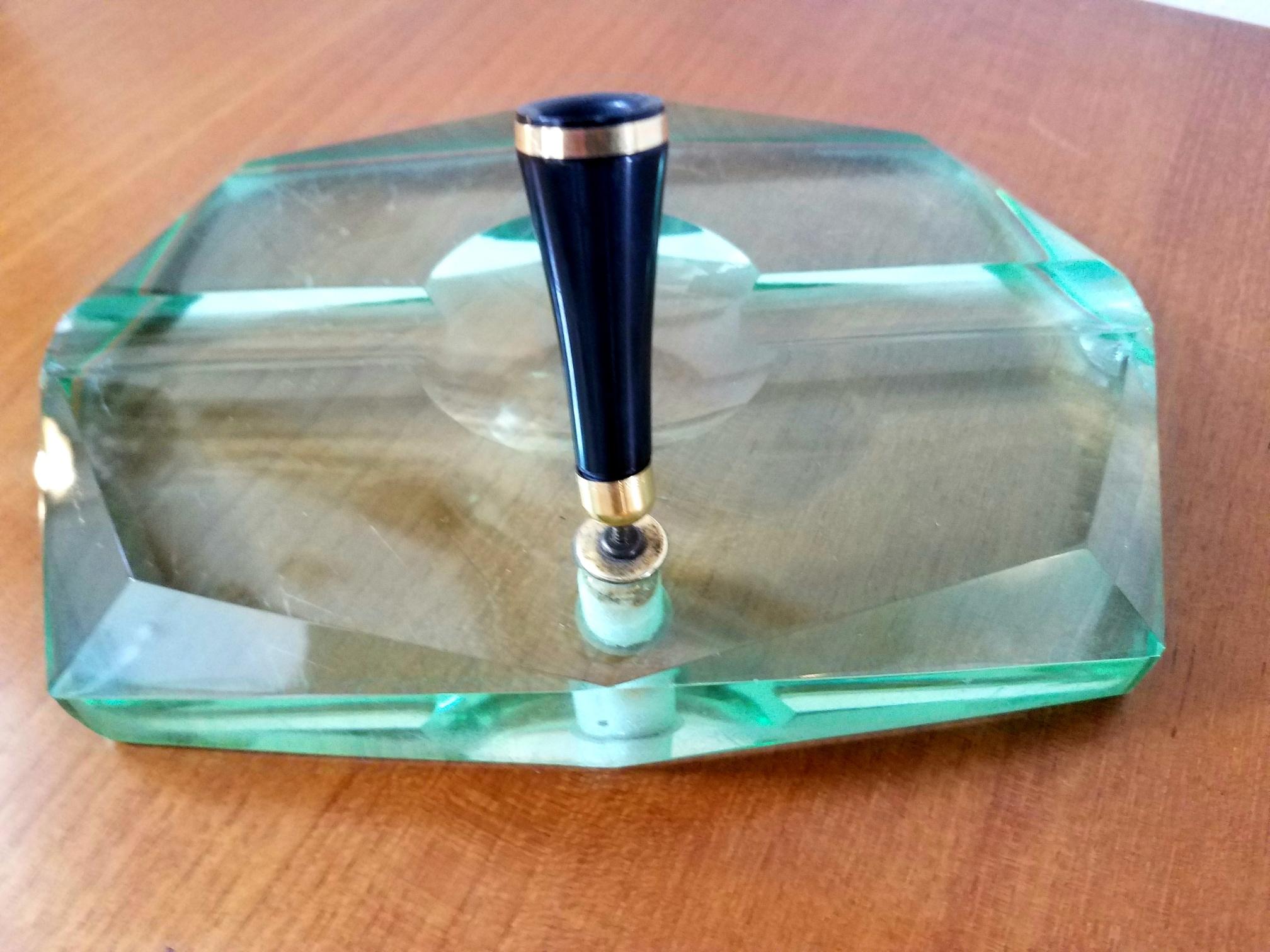 Italian Green Glass Pen Holder by Fontana Arte, 1950s For Sale