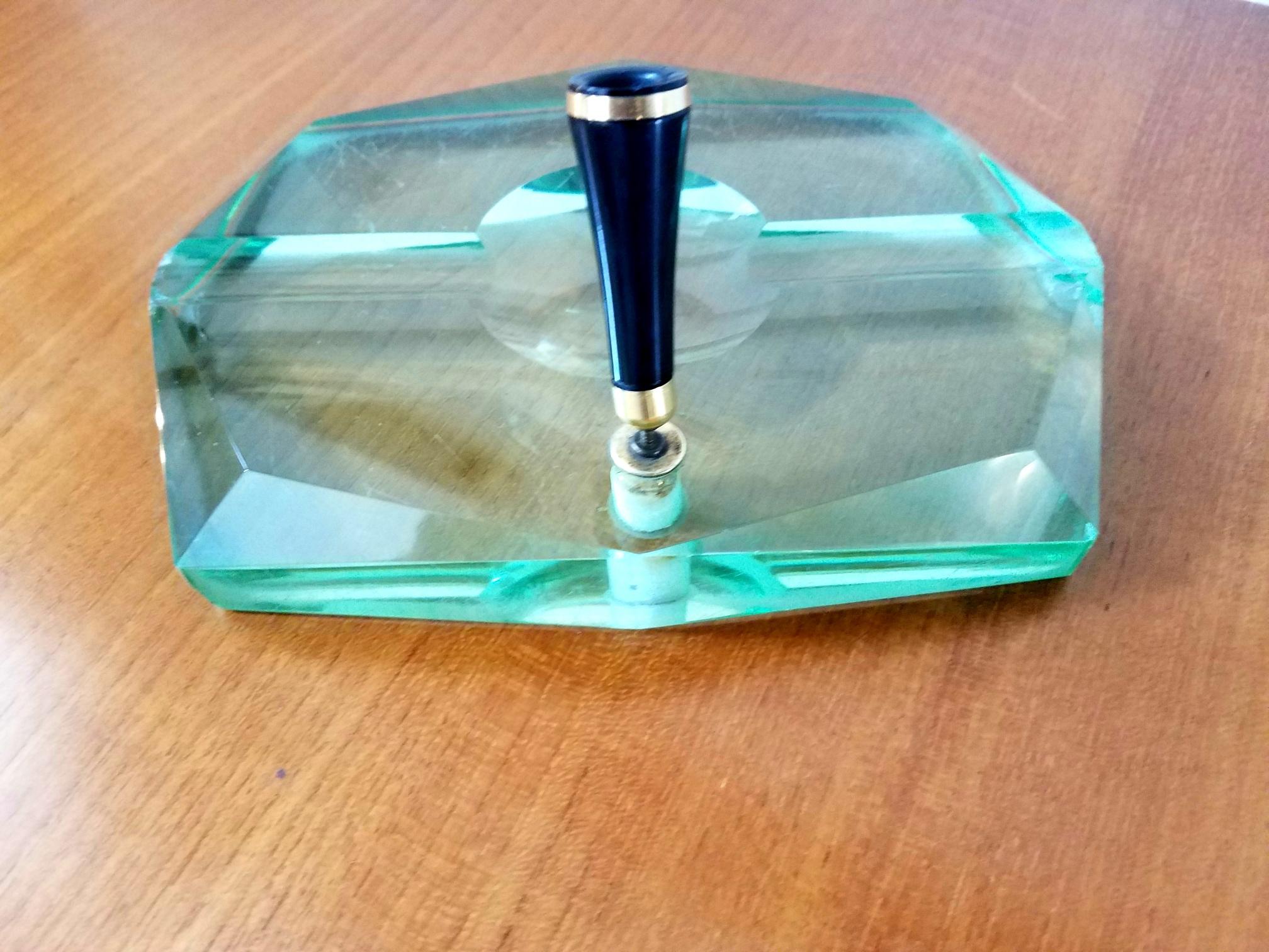 Green Glass Pen Holder by Fontana Arte, 1950s In Good Condition For Sale In Los Angeles, CA