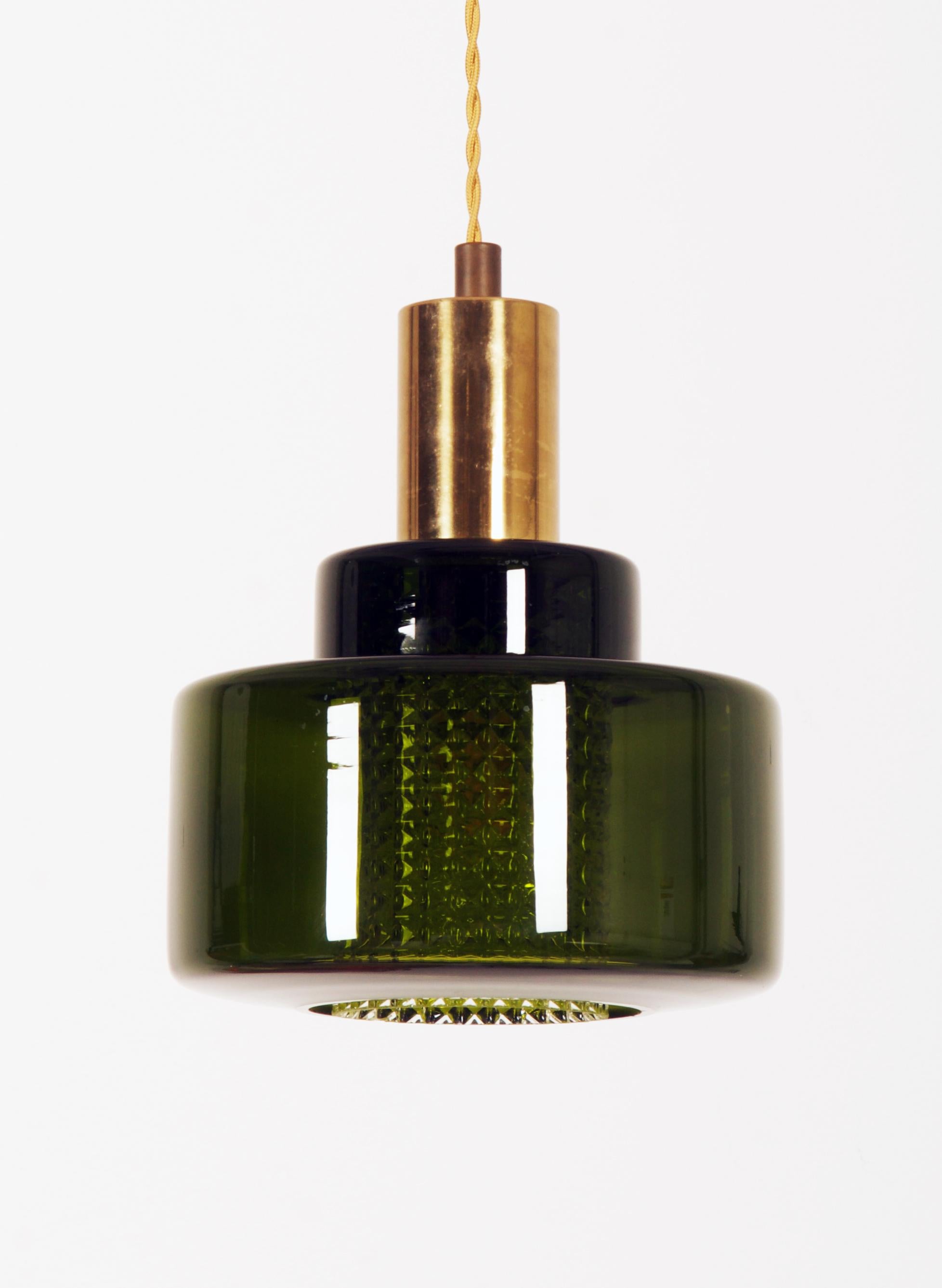 Mid-20th Century Green Glass Pendan by Carl Fagerlund for Orrefors Glassworks For Sale