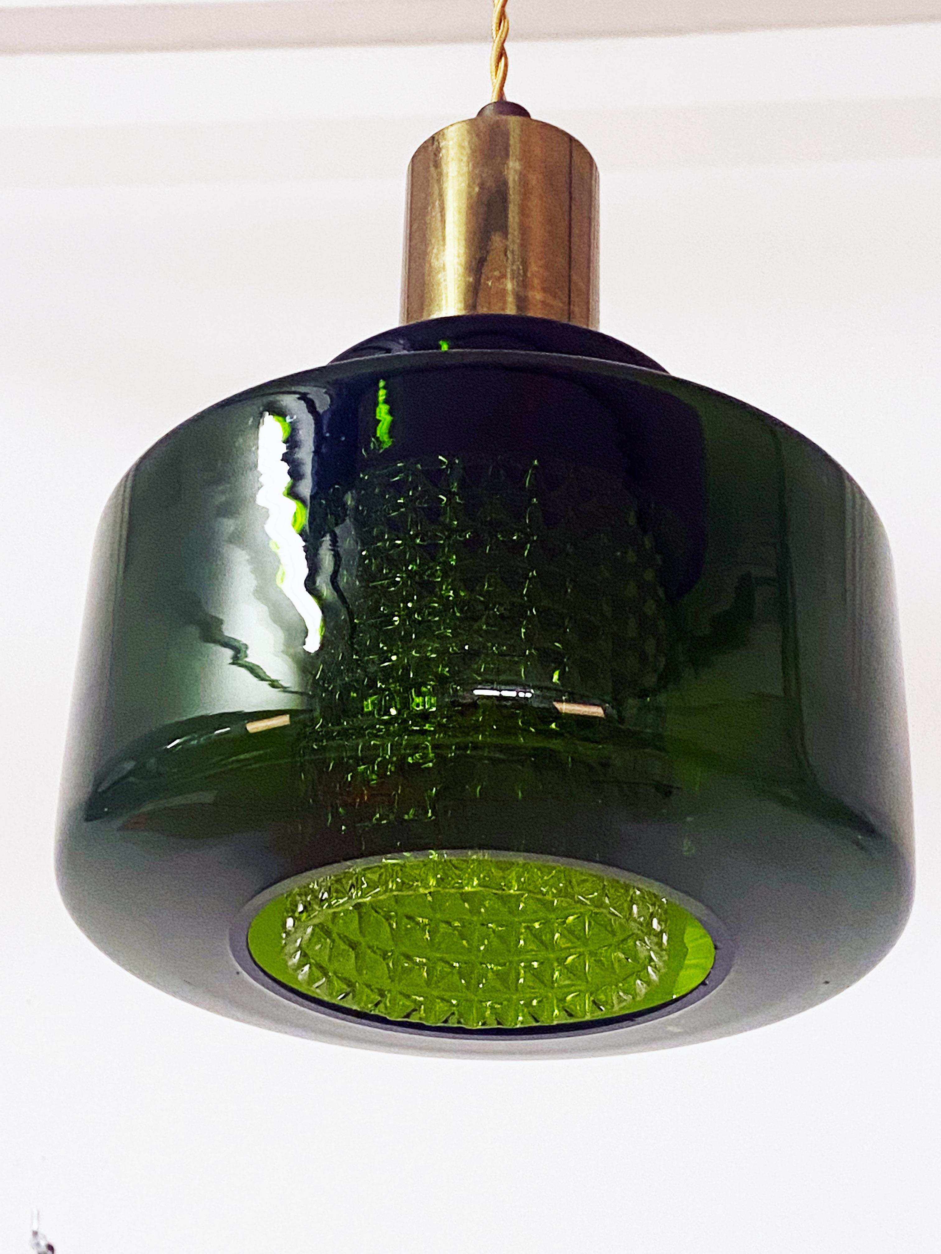 Green Glass Pendan by Carl Fagerlund for Orrefors Glassworks For Sale 2