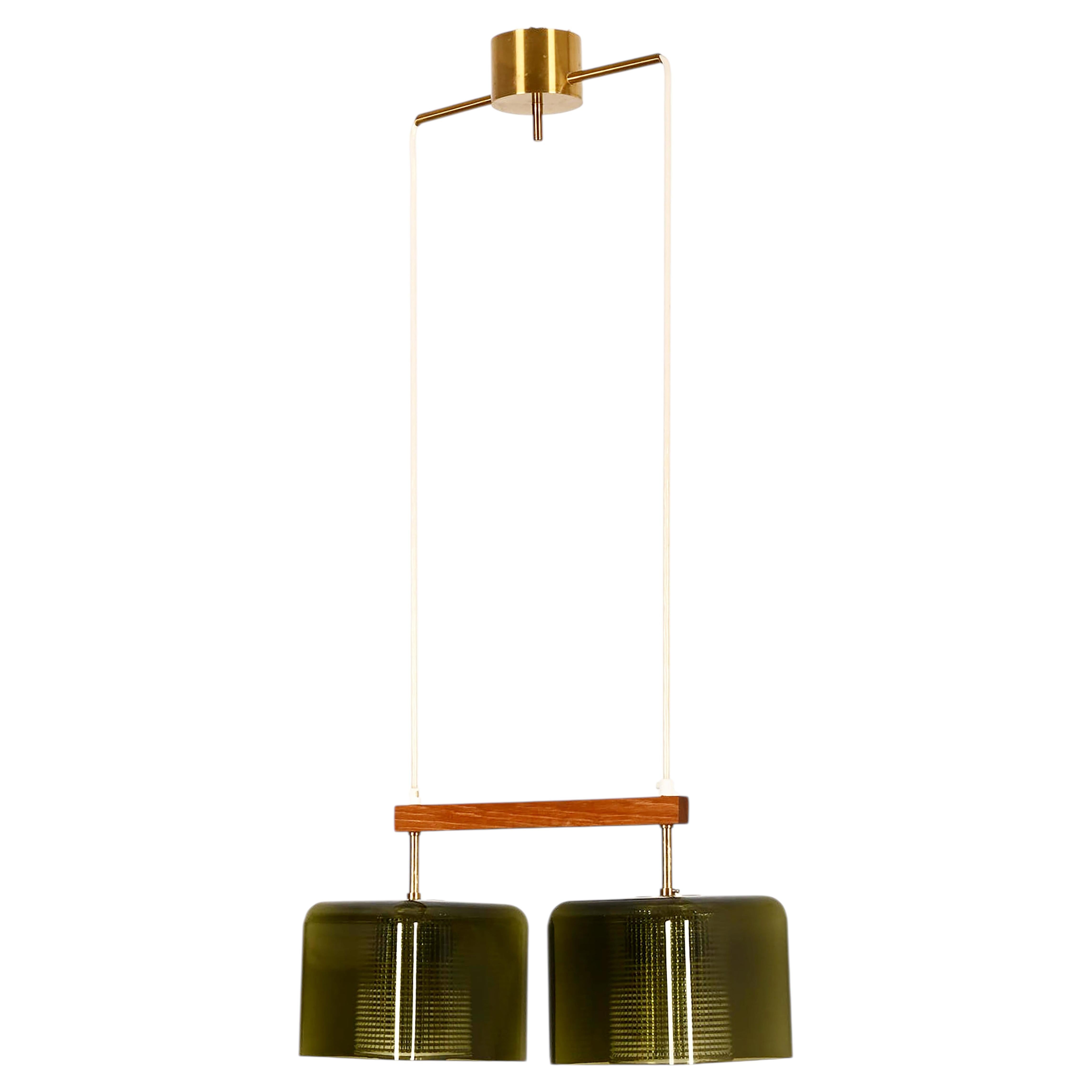 Lampada a sospensione in vetro verde di Carl Fagerlund per Orrefors, Svezia, anni '60