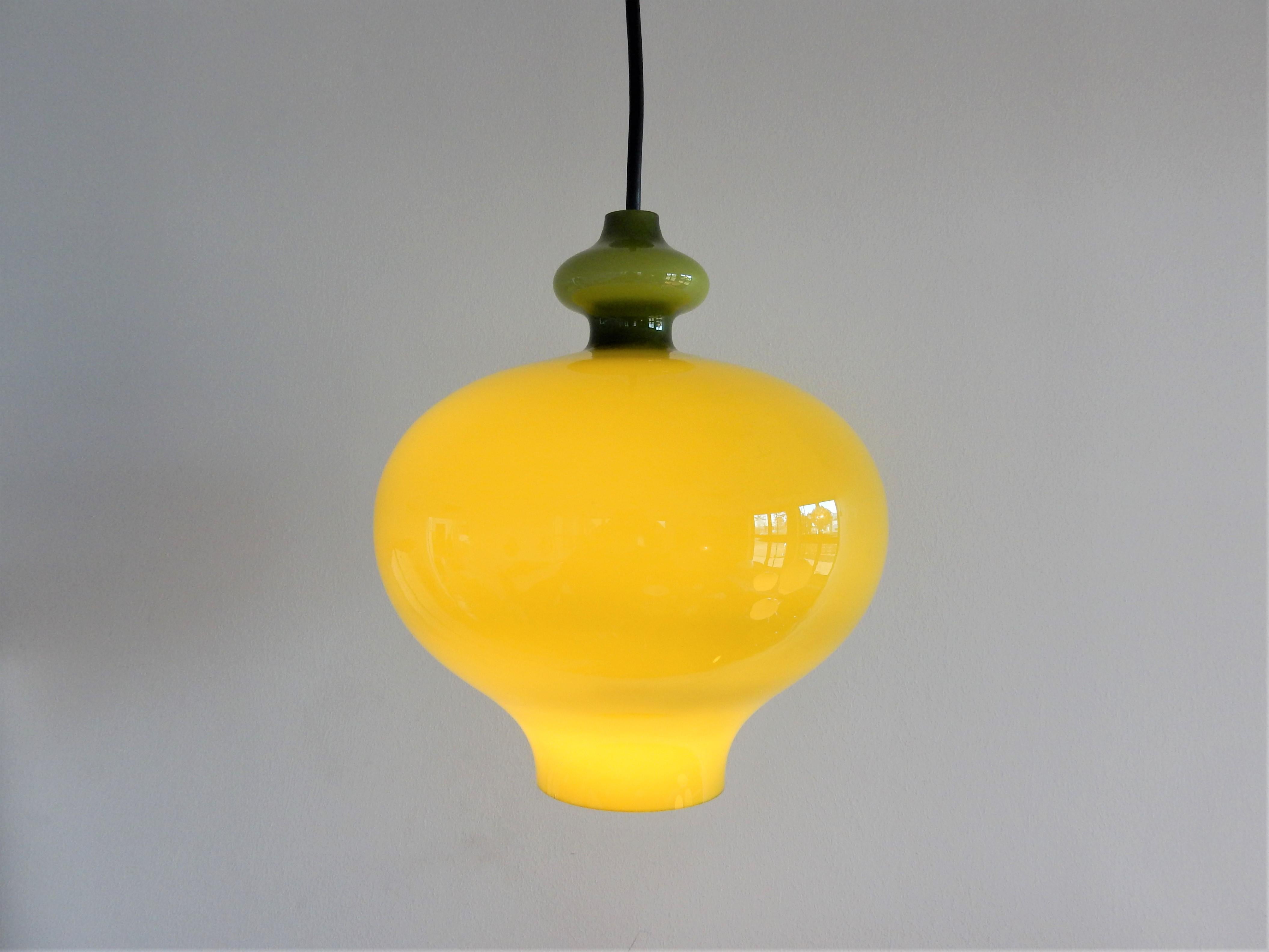 Swedish Green Glass Pendant Lamp by Hans-Agne Jakobsson for Svera, 1960s, 3 Available