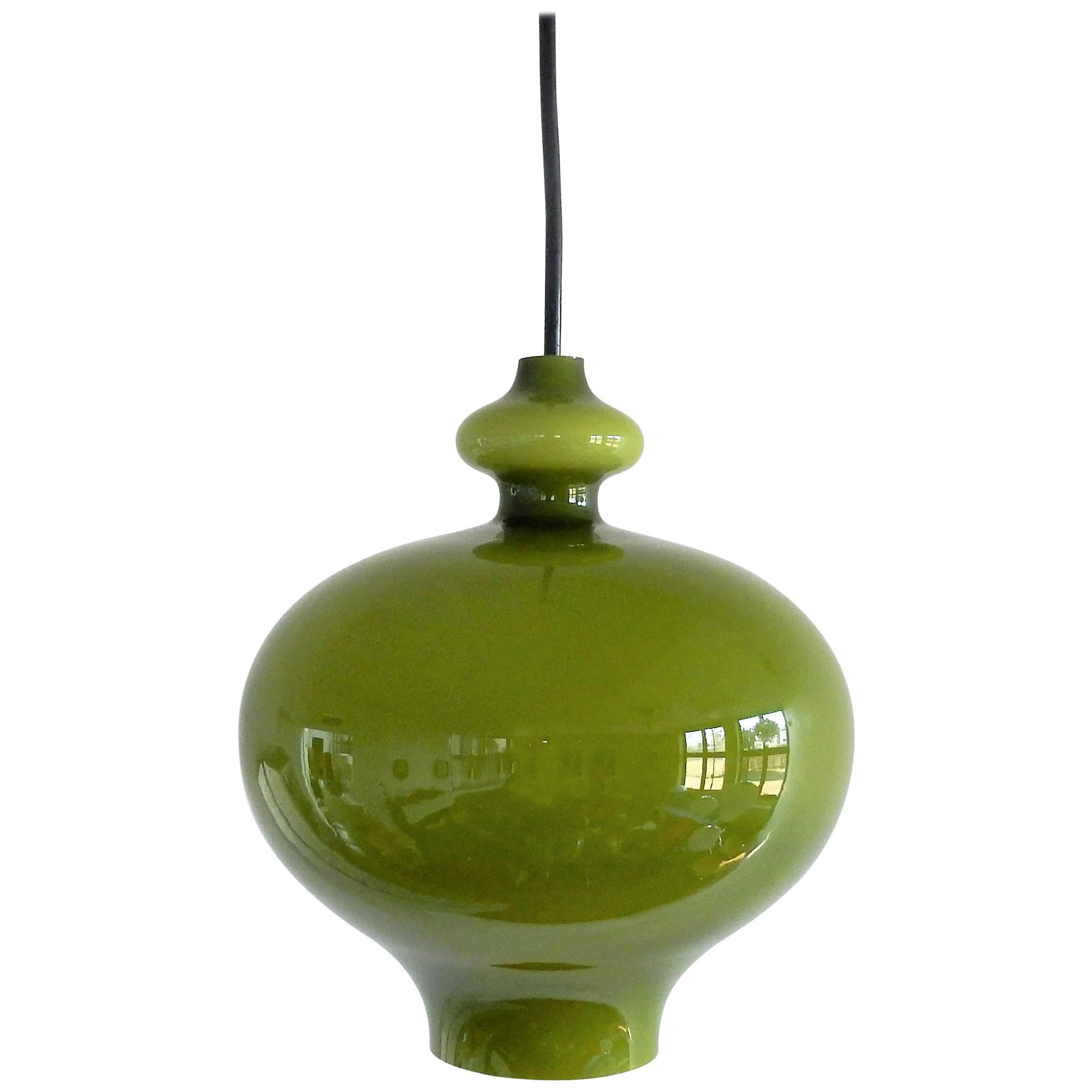 Green Glass Pendant Lamp by Hans-Agne Jakobsson for Svera, 1960s, 3 Available