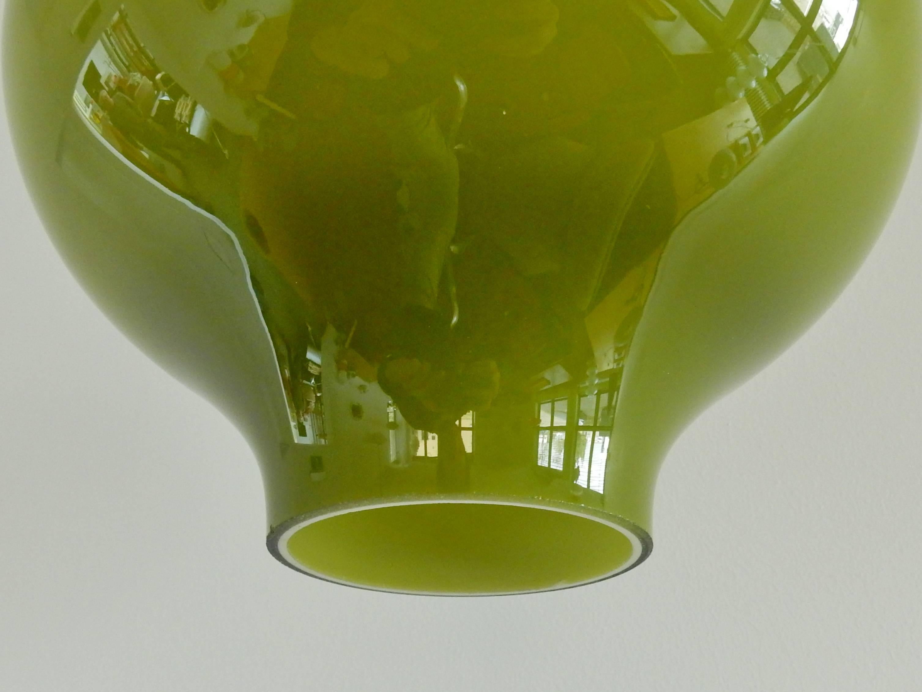 Mid-Century Modern Green Glass Pendant Lamp by Hans-Agne Jakobsson, Sweden, 1960s
