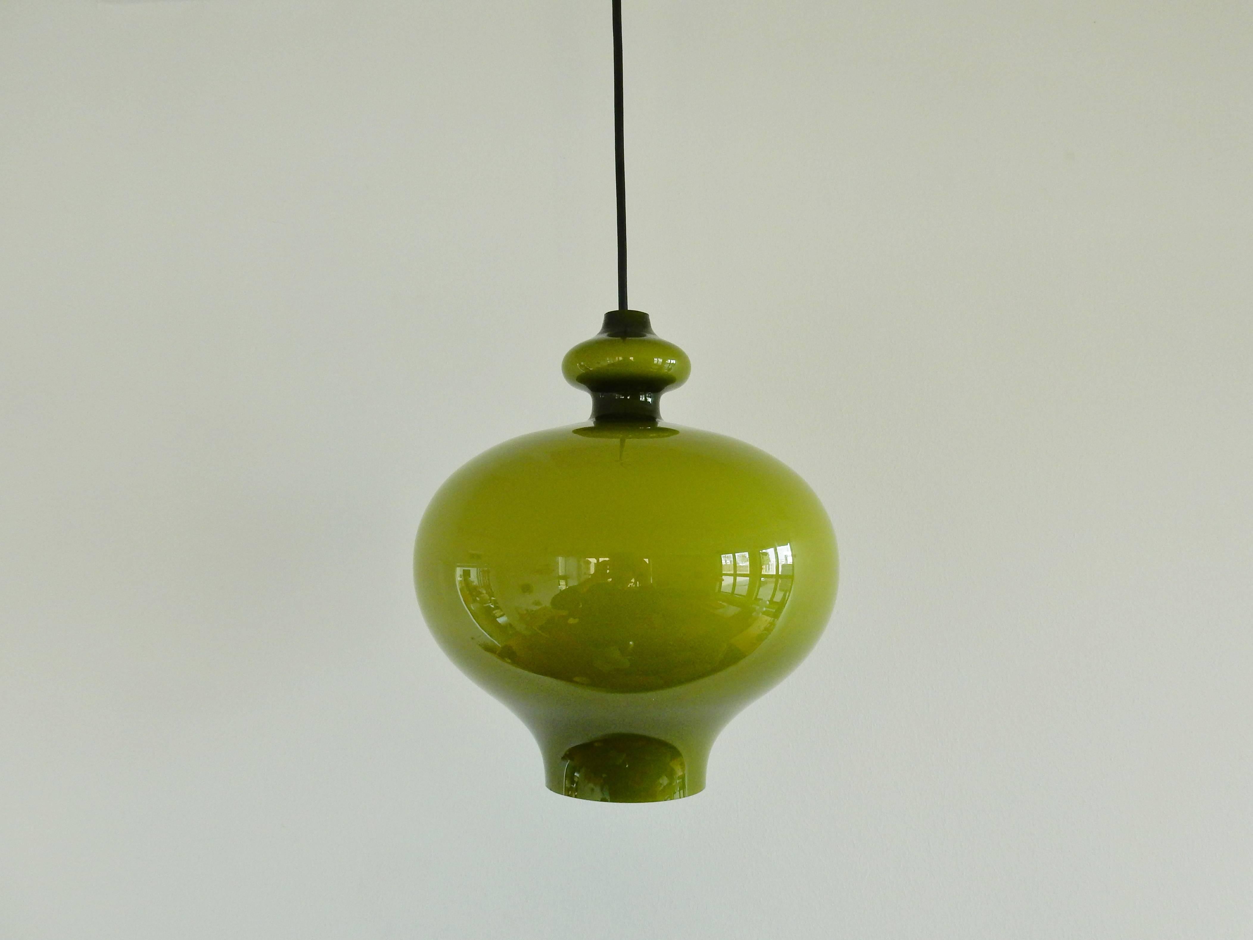 Swedish Green Glass Pendant Lamp by Hans-Agne Jakobsson, Sweden, 1960s
