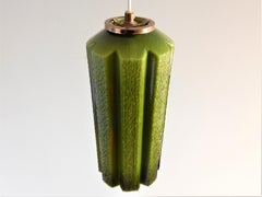 Lampada a sospensione in vetro verde di Helena Tynell per Flygsfors Glasbruk, Svezia 1960s
